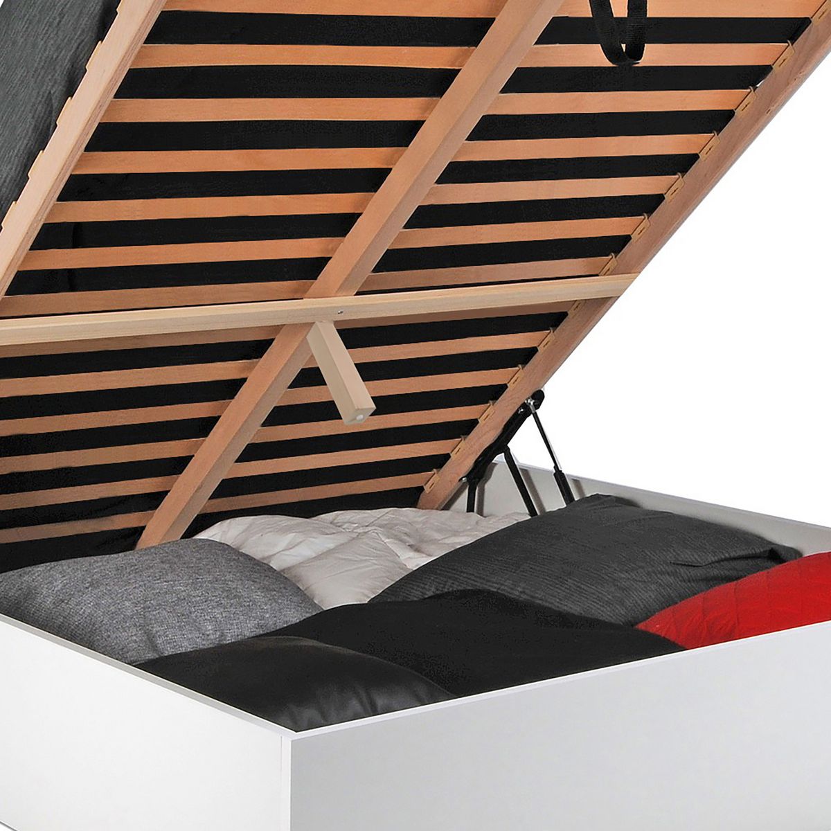 Lit coffre avec sommier relevable et tête de lit 140x190 cm MADRID