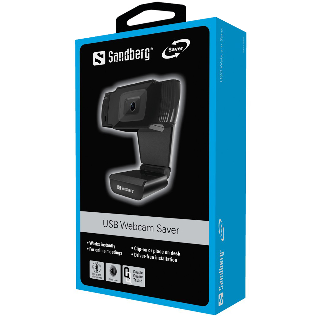 Voir la diapositive 2 : SANDBERG Webcam USB 480P - Noire