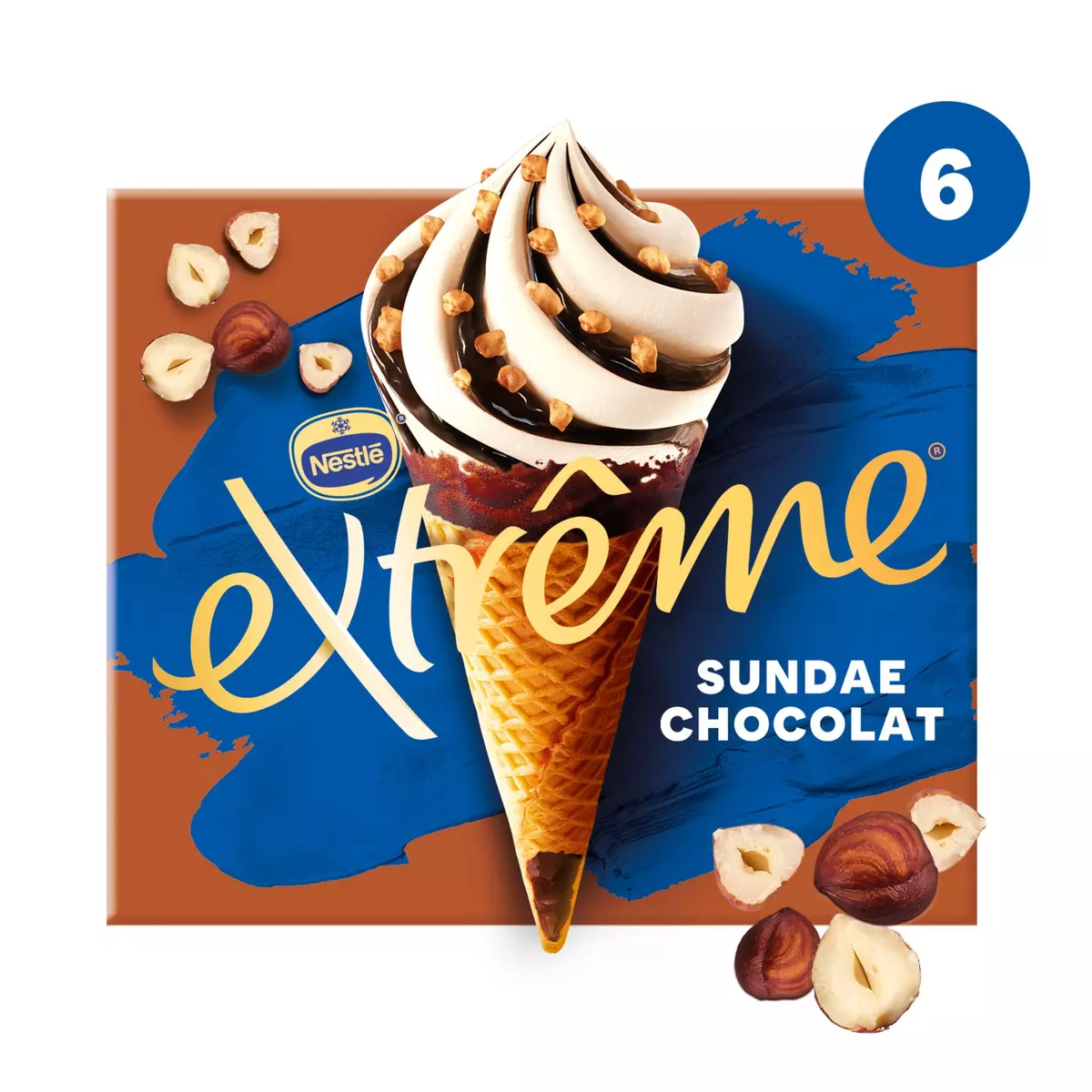 EXTREME Cônes glacés sundae chocolat fondant 6 pièces 396g