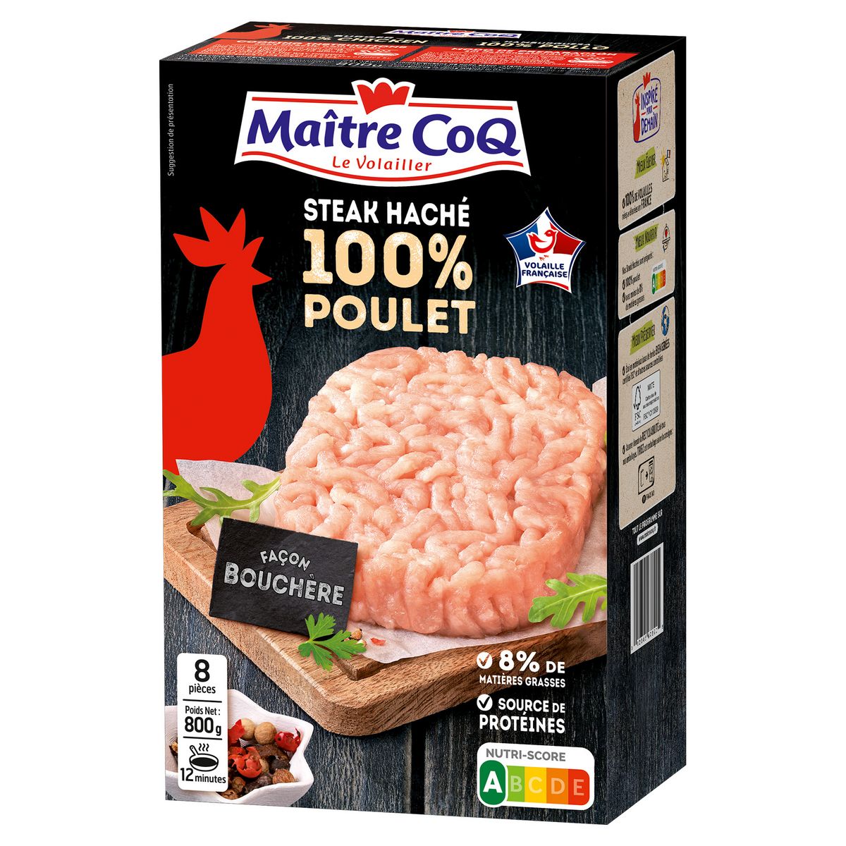 MAITRE COQ Steak haché de poulet 8 pièces 800g