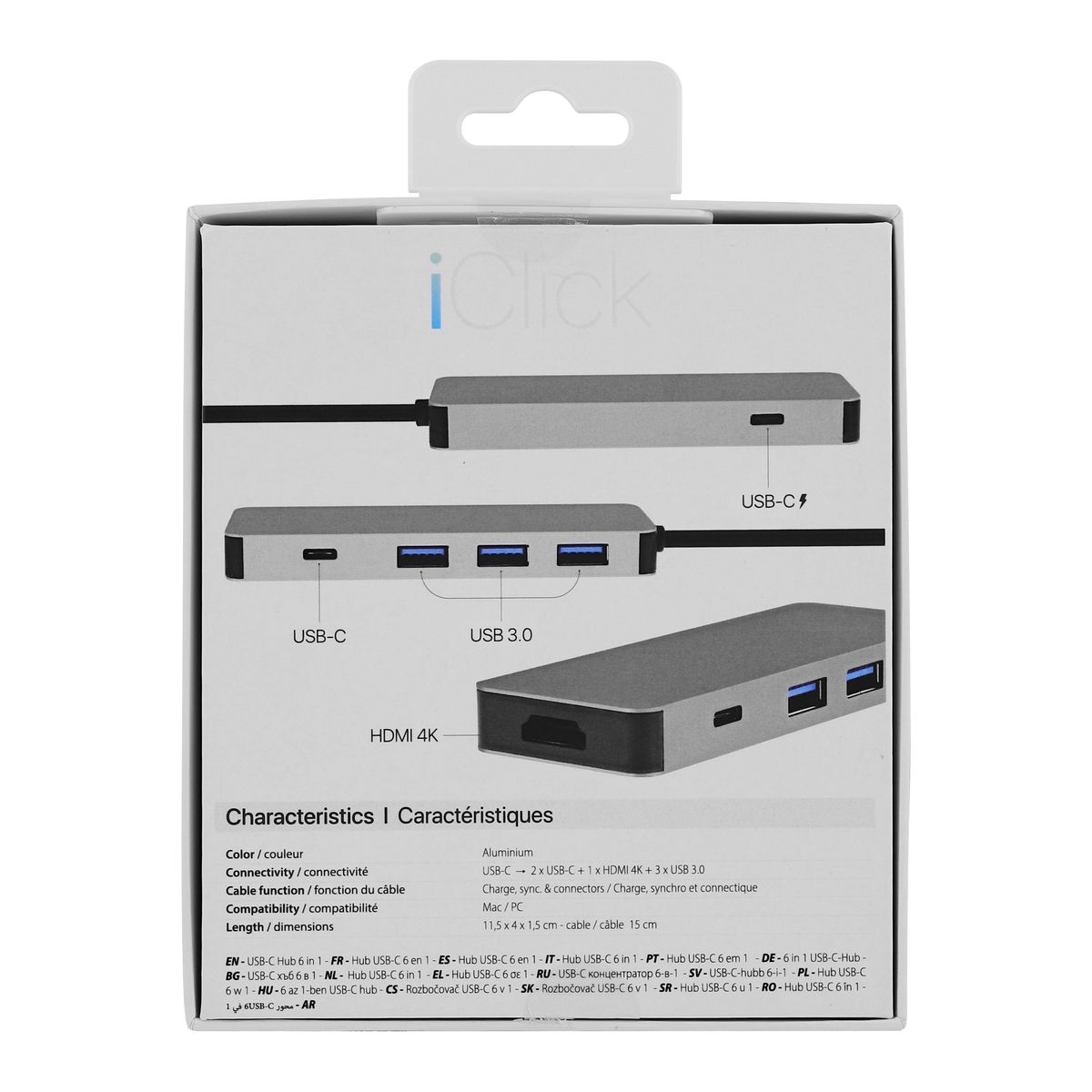 Voir la diapositive 6 : TNB Iclick HUB USBC 6 en 1 - Aluminium