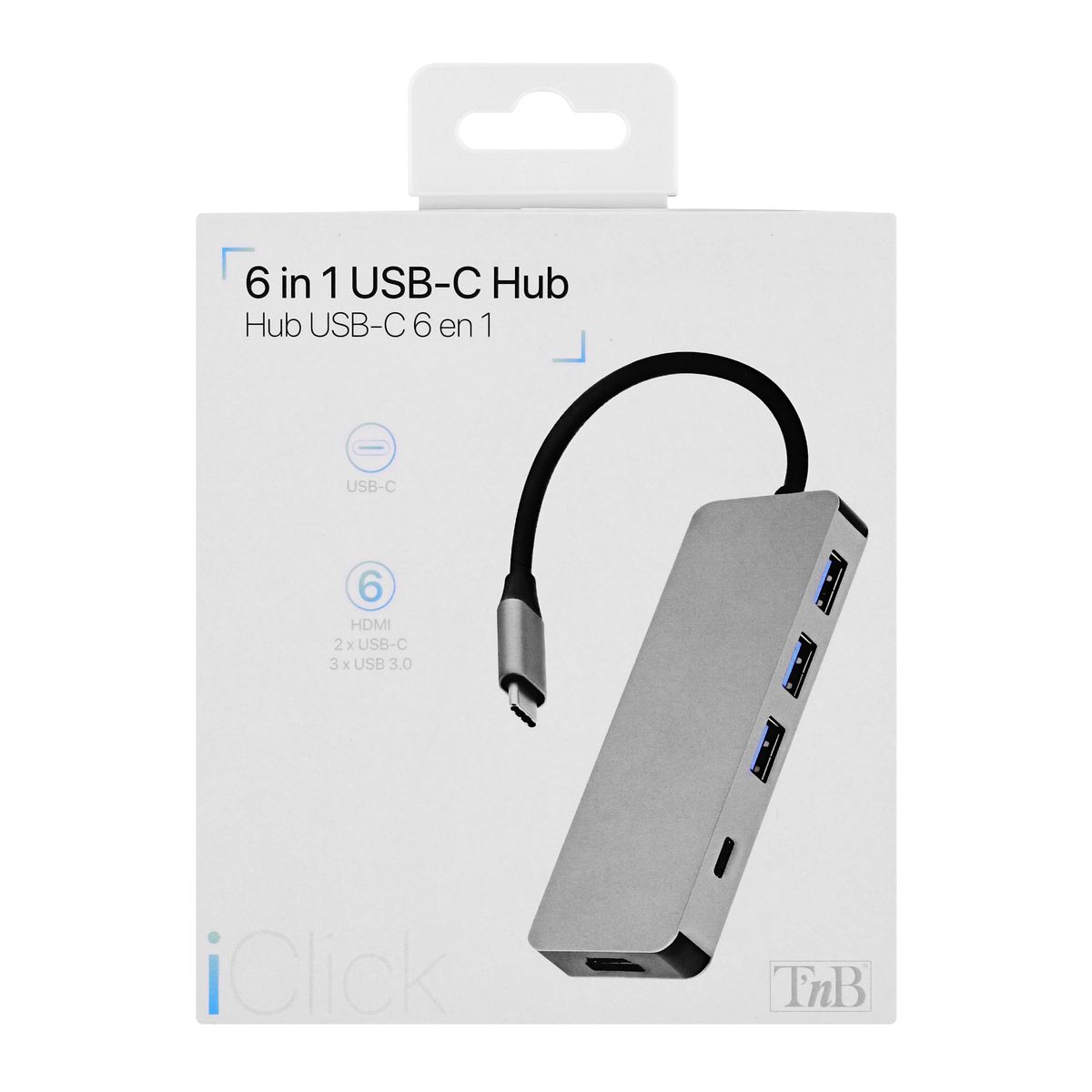 Voir la diapositive 7 : TNB Iclick HUB USBC 6 en 1 - Aluminium