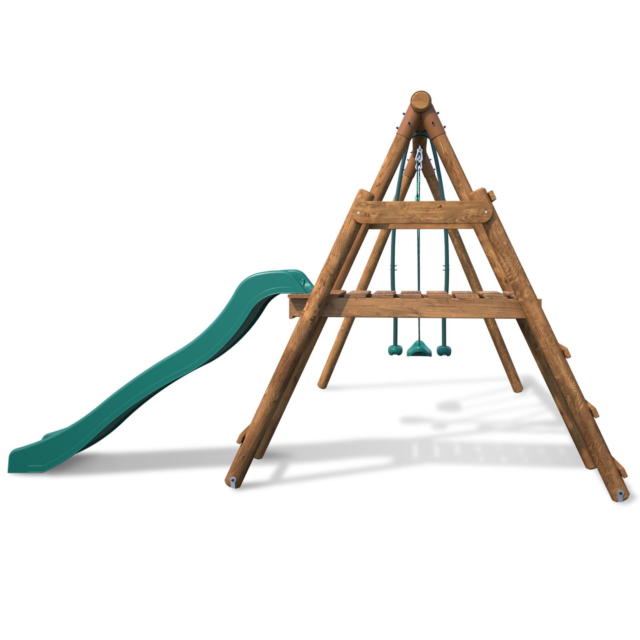 Voir la diapositive 3 : SOULET Portique balançoire avec toboggan - Bois - H1,95m - MENTHE