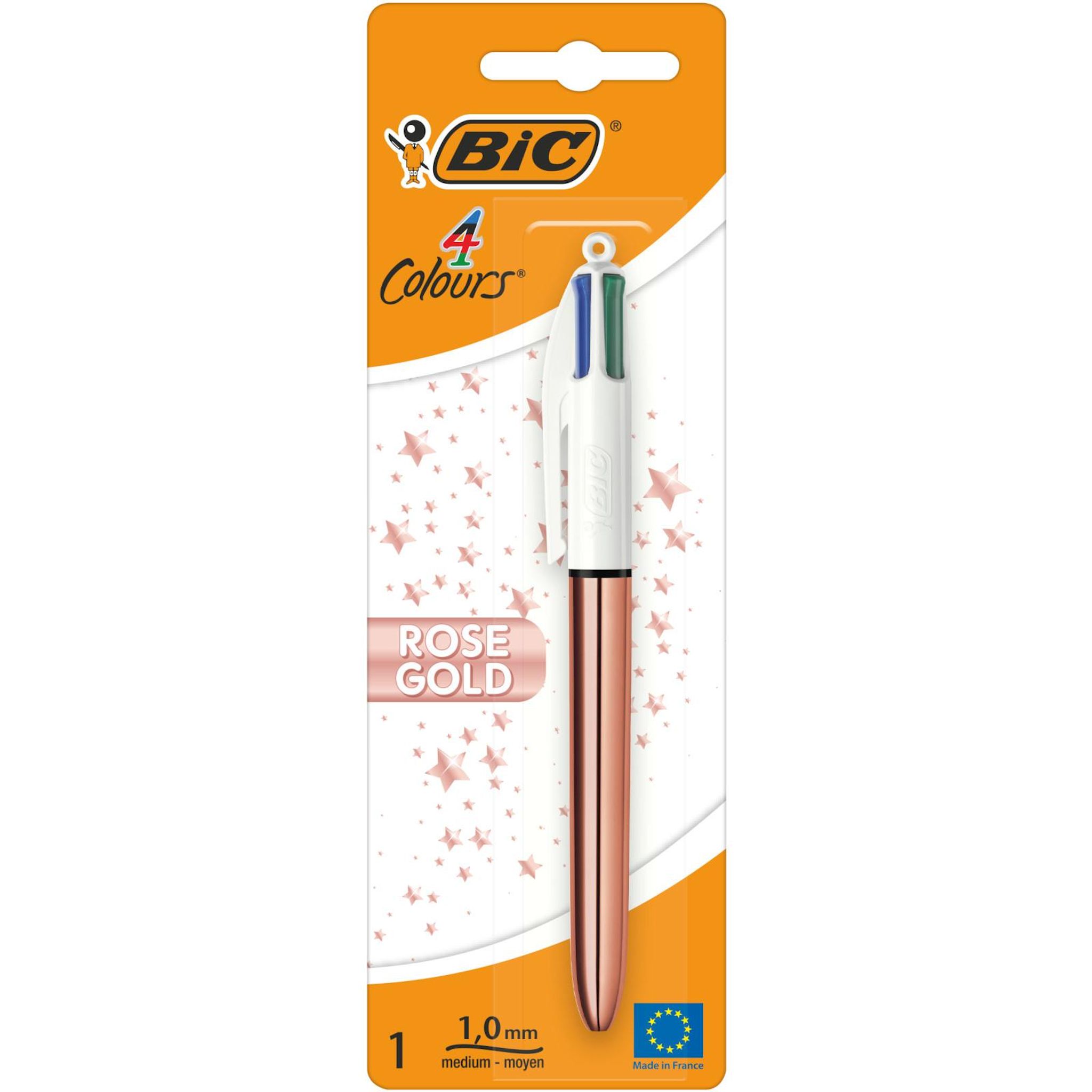 BIC Stylo bille 4 couleurs Pointe moyenne 1mm - Rose Gold