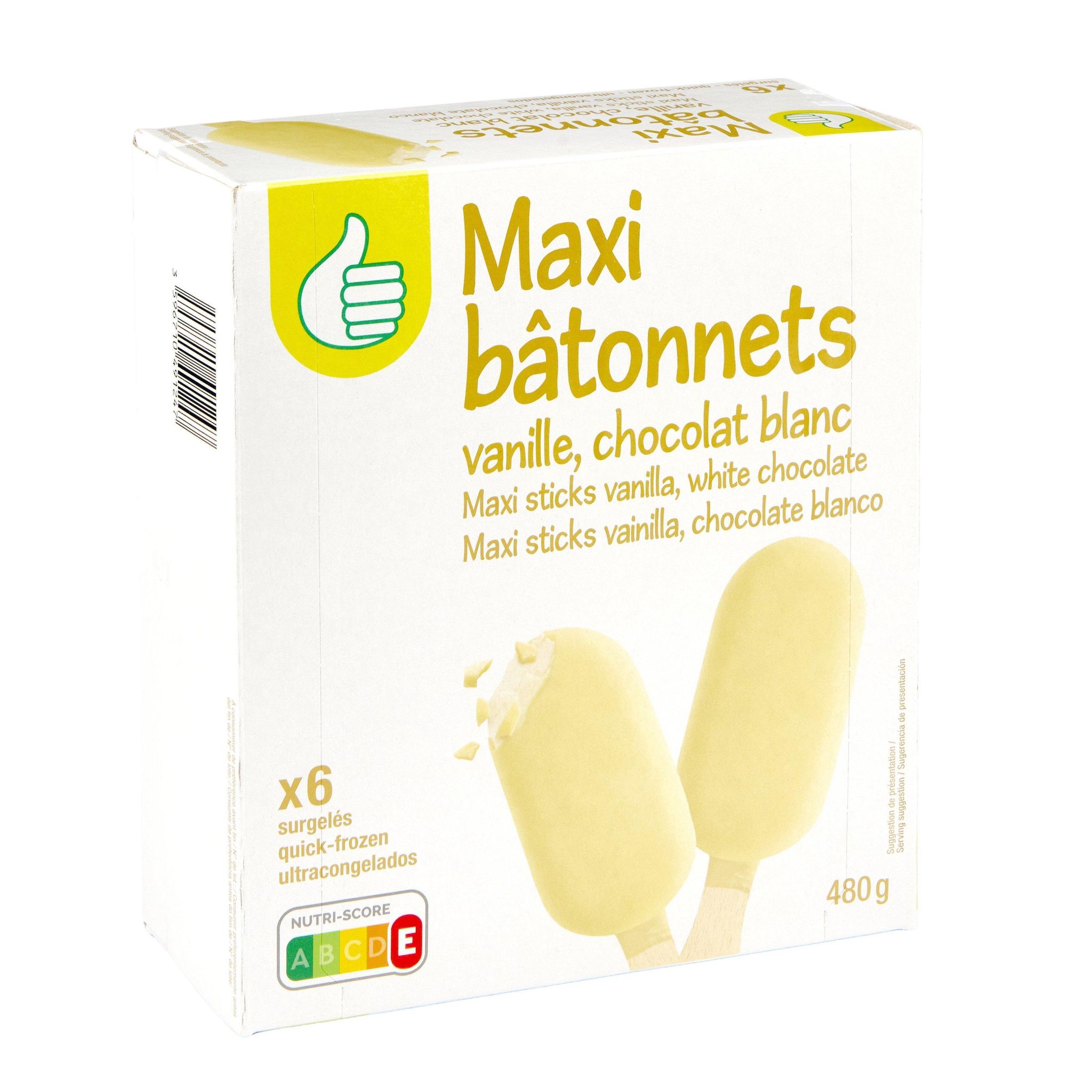 Voir la diapositive 3 : POUCE Bâtonnet glacé vanille et chocolat blanc 6 pièces 480g