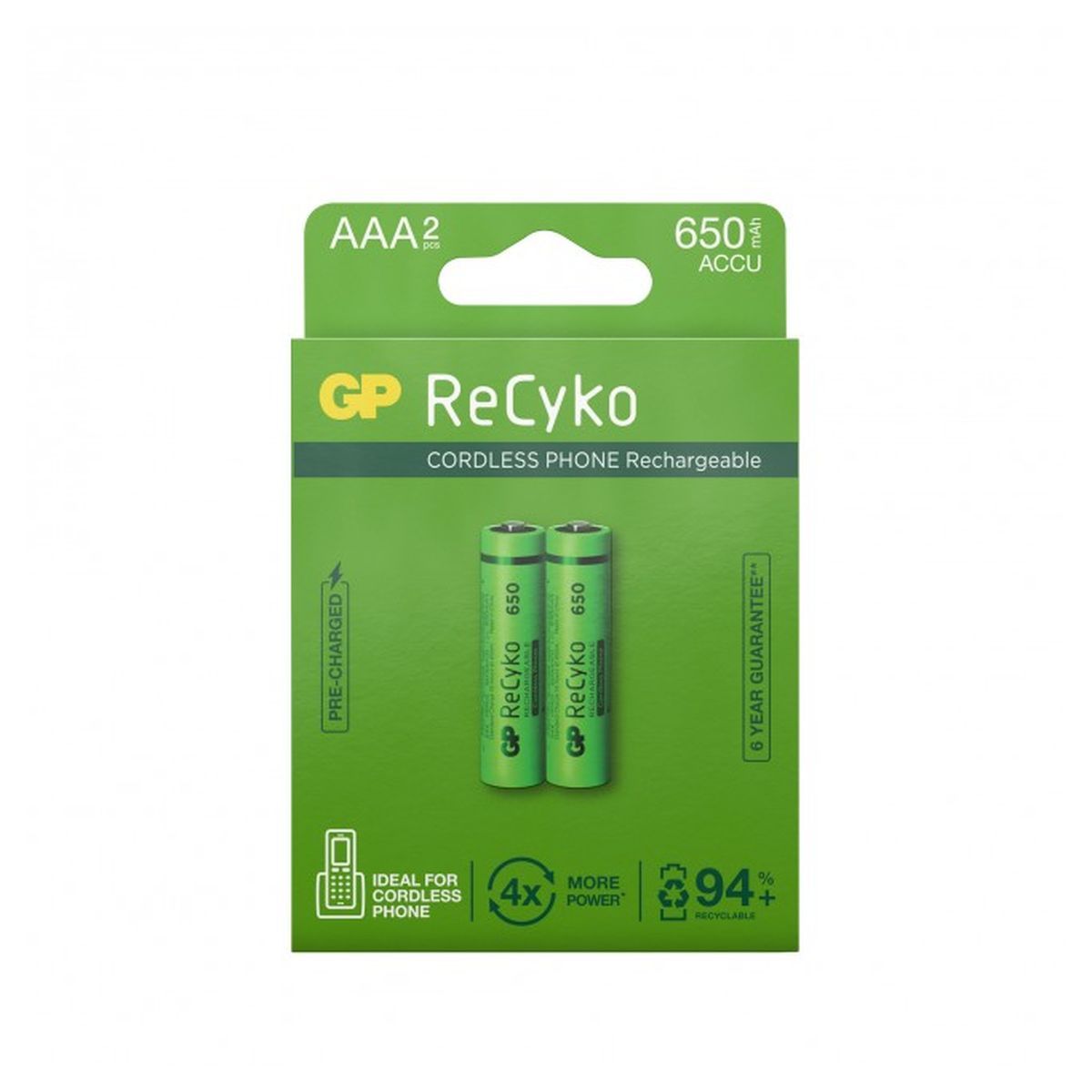 GP Lot2 piles rechargeables 1.2V - Types NiMH - Format AAA - Capacité 650mAh