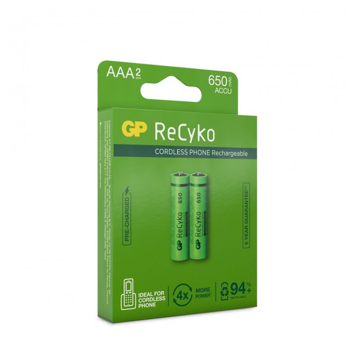 GP Lot2 piles rechargeables 1.2V - Types NiMH - Format AAA - Capacité 650mAh