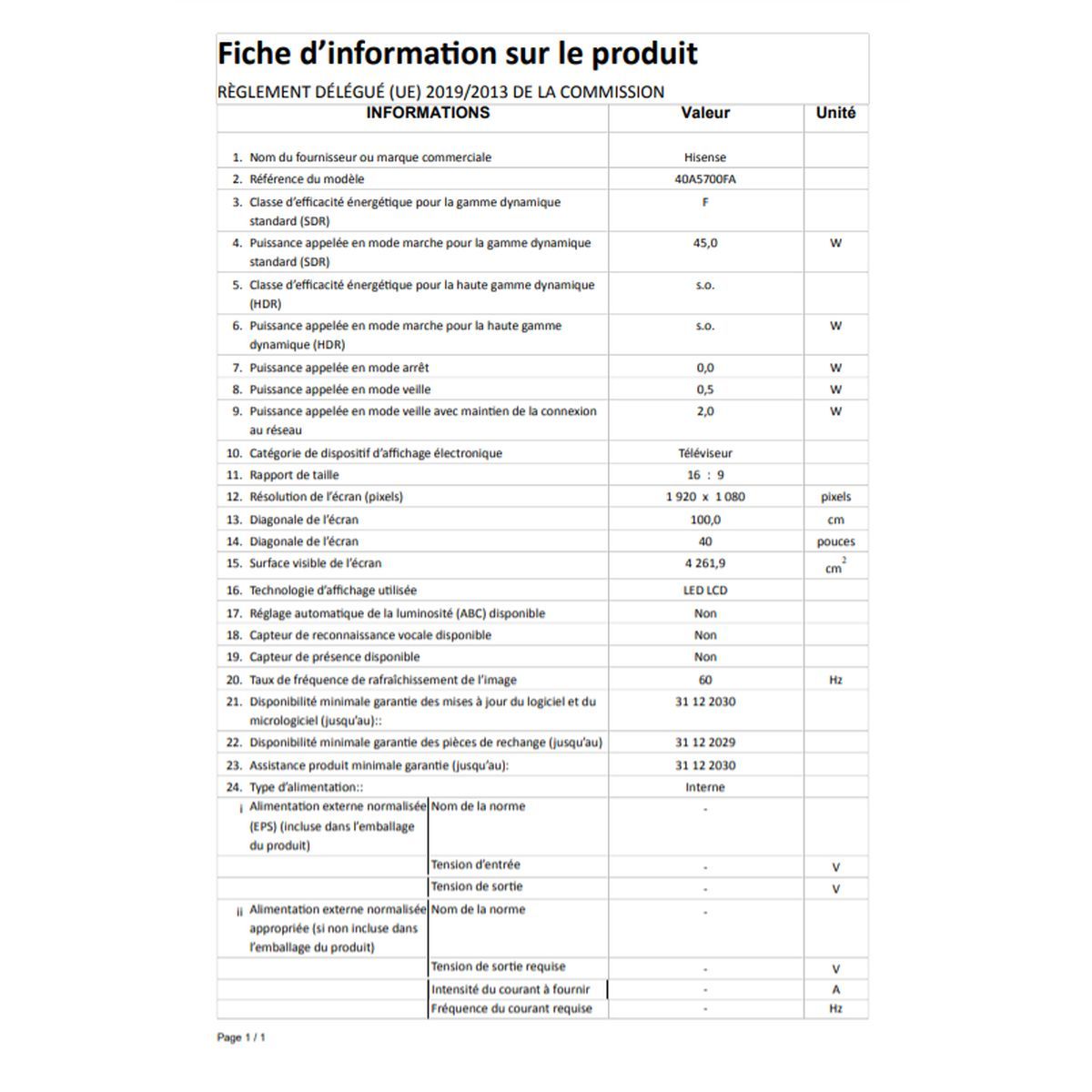 HISENSE 40A5700FA TV LED FULL HD 100 cm Android TV