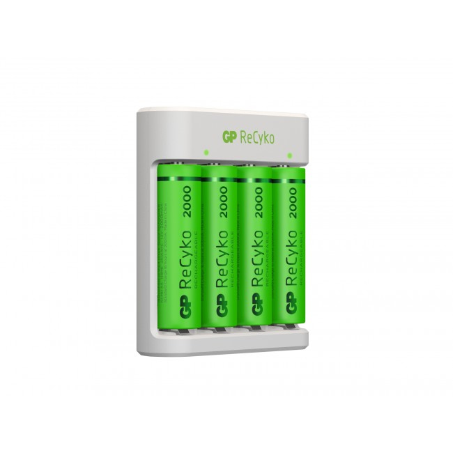 Voir la diapositive 3 : GP Chargeur USB E411+4Accus AA 2100 MAH - Blanc