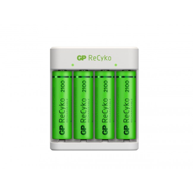Voir la diapositive 4 : GP Chargeur USB E411+4Accus AA 2100 MAH - Blanc