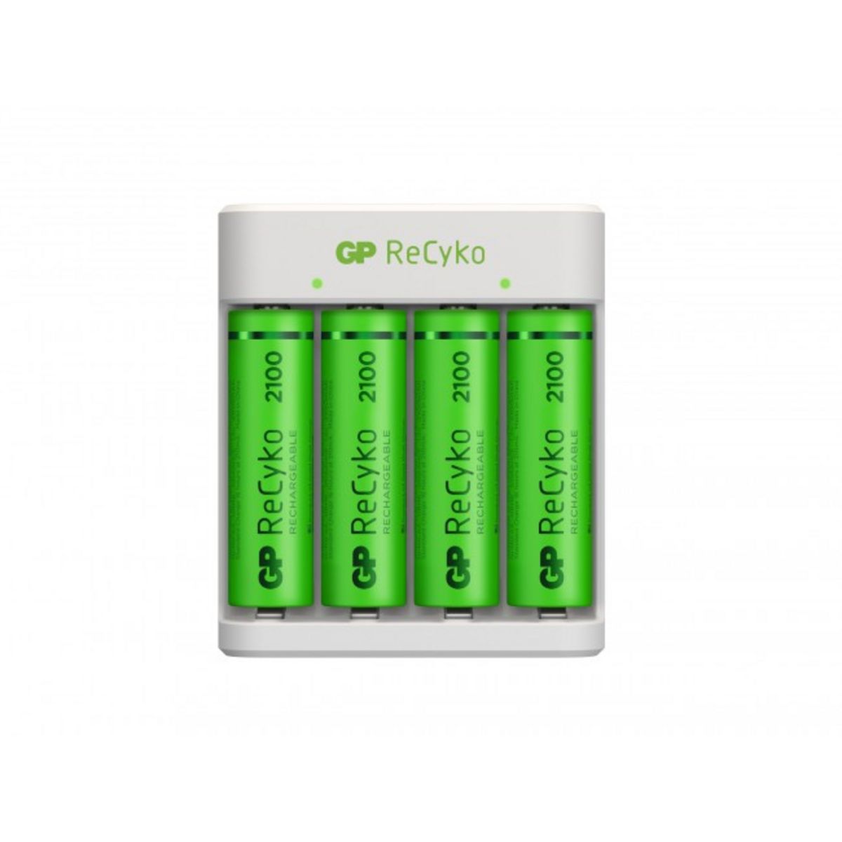 GP Chargeur USB E411+4Accus AA 2100 MAH - Blanc
