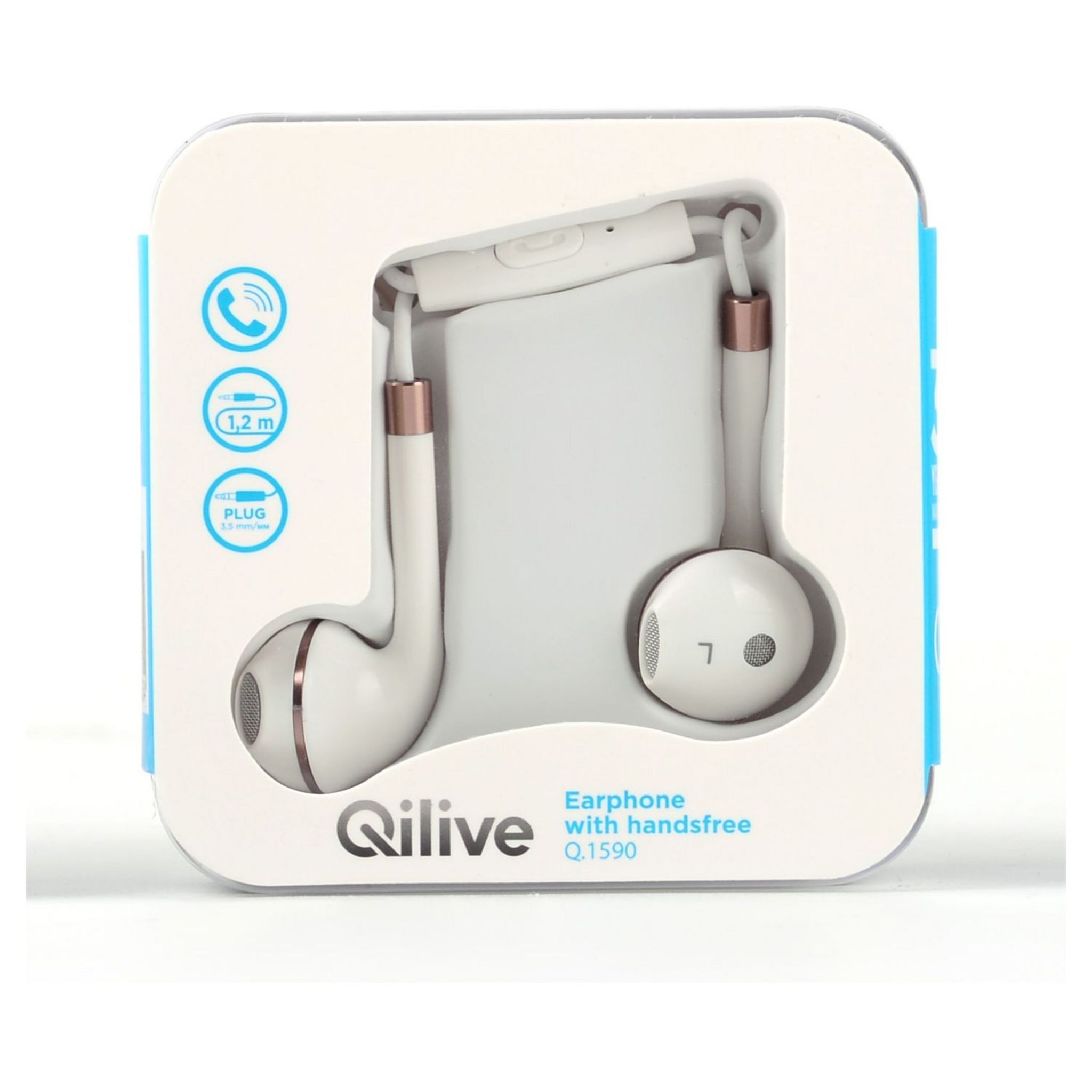 Voir la diapositive 3 : QILIVE Écouteurs filaires Q.1590 - Blanc/Or