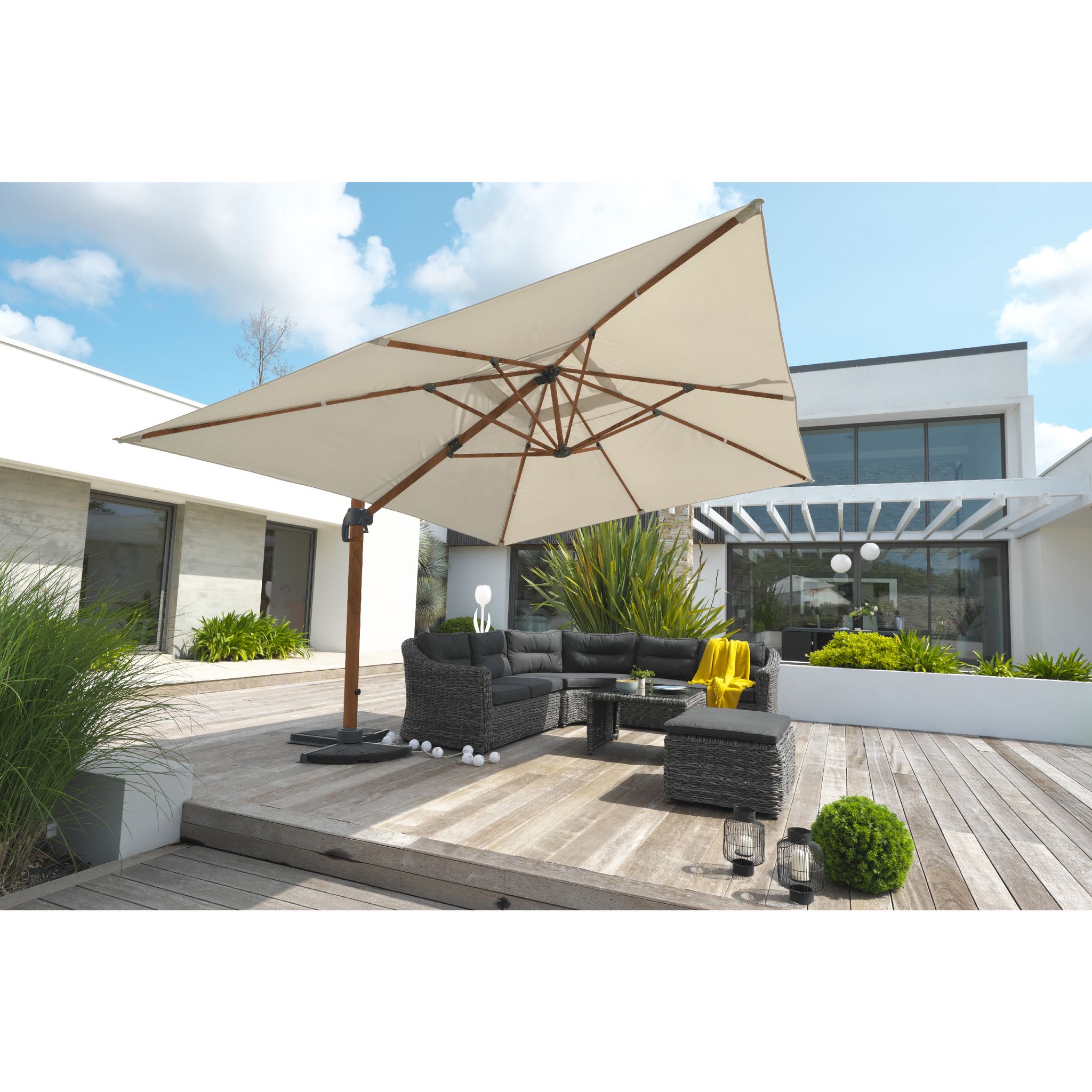 Voir la diapositive 2 : DCB GARDEN Parasol déporté - Aluminium - Gris - 4x3m