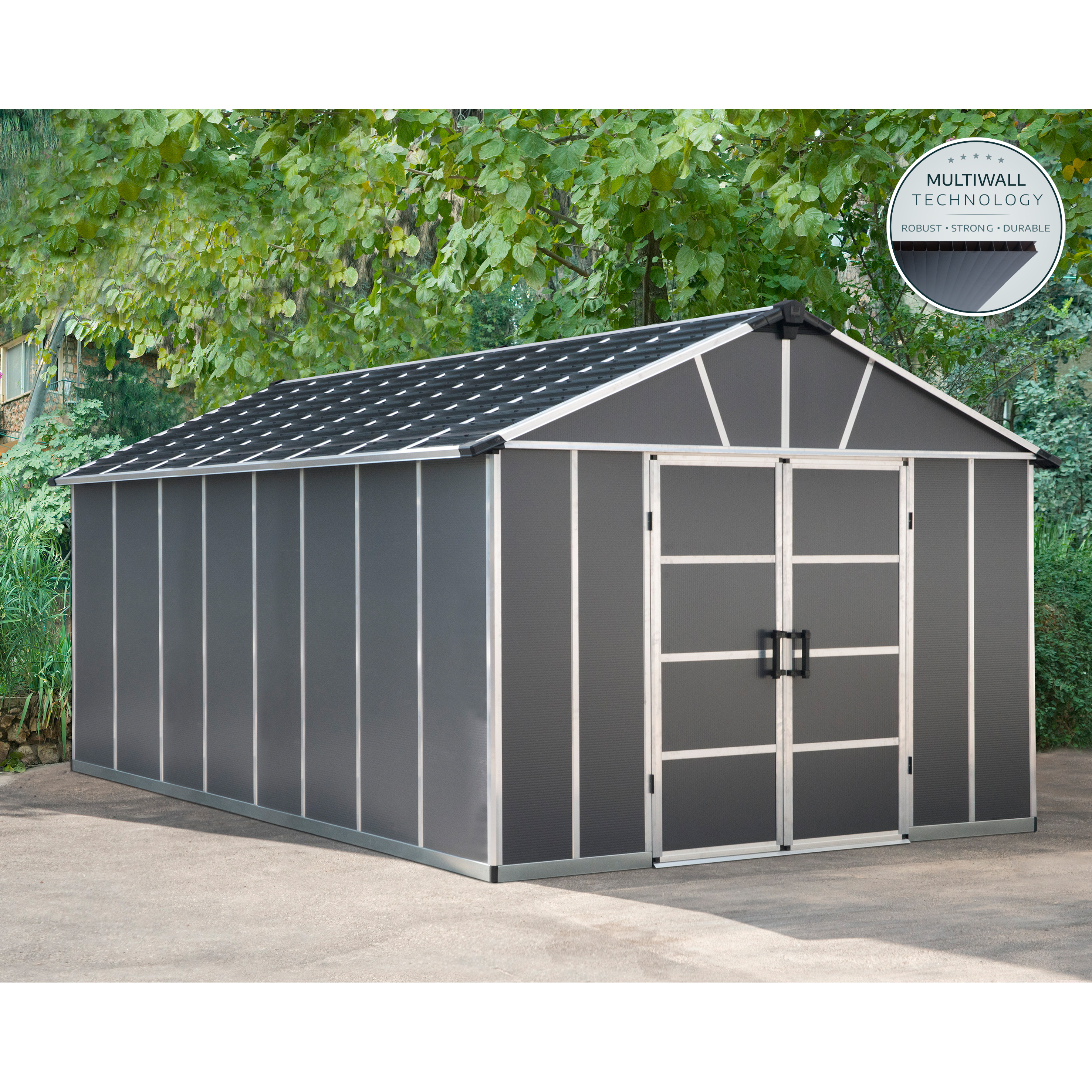 Voir la diapositive 2 : CANOPIA BY PALRAM Abri de jardin polycarbonate - Avec plancher - 15,1m² - YUKON