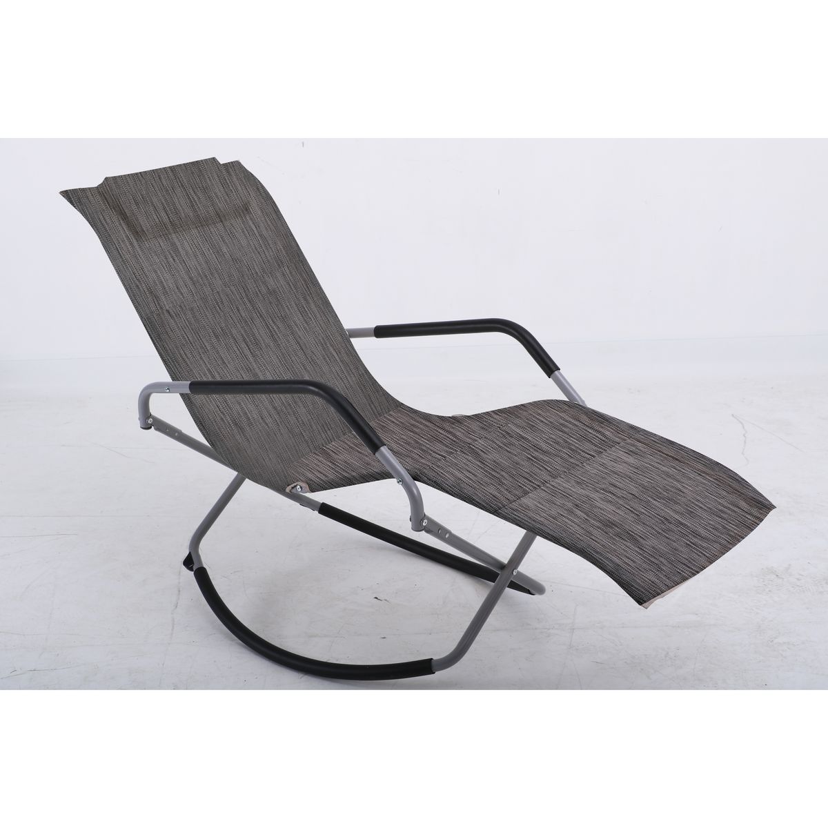 GIVEX Bain de soleil pliant à bascule - Noir chiné - ELLYPSE