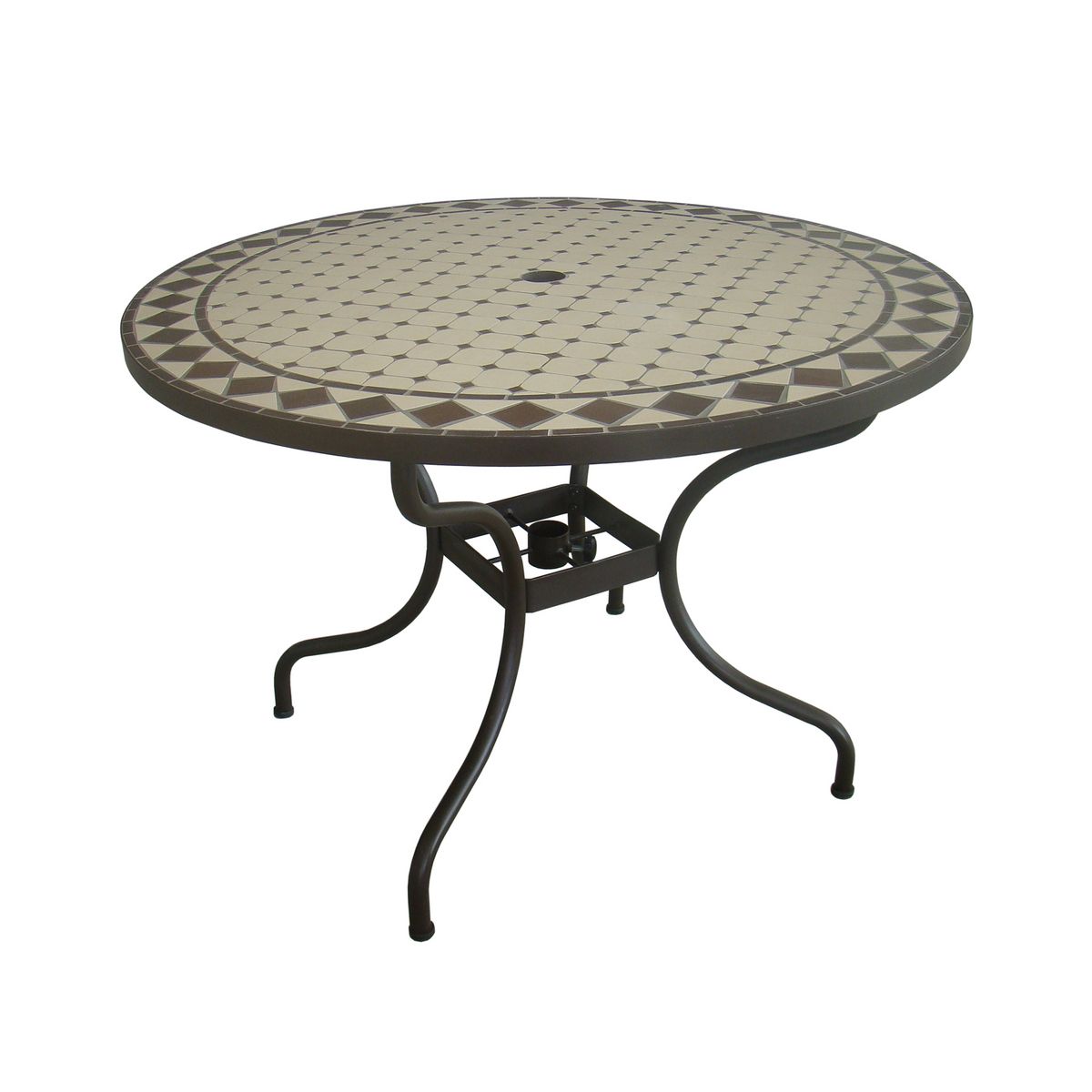 GIVEX Salon de jardin - 4 places - Acier - Crème/chocolat - MOZAIk