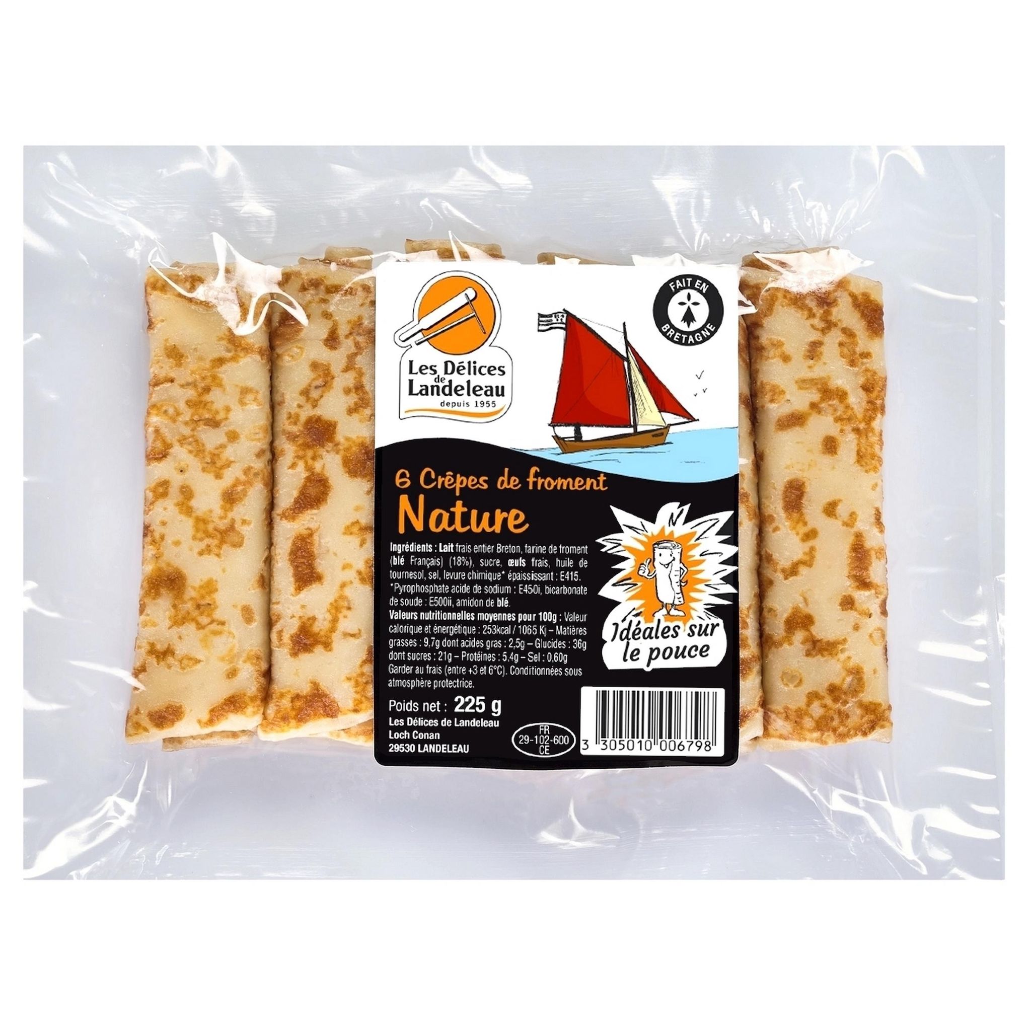 LES DELICES DE LANDEREAU Crêpes de froment nature 6 pièces 225g