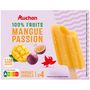 Voir la diapositive 4 : AUCHAN Bâtonnet 100% fruits mangue et passion sans sucres ajoutés 4 pièces 240g