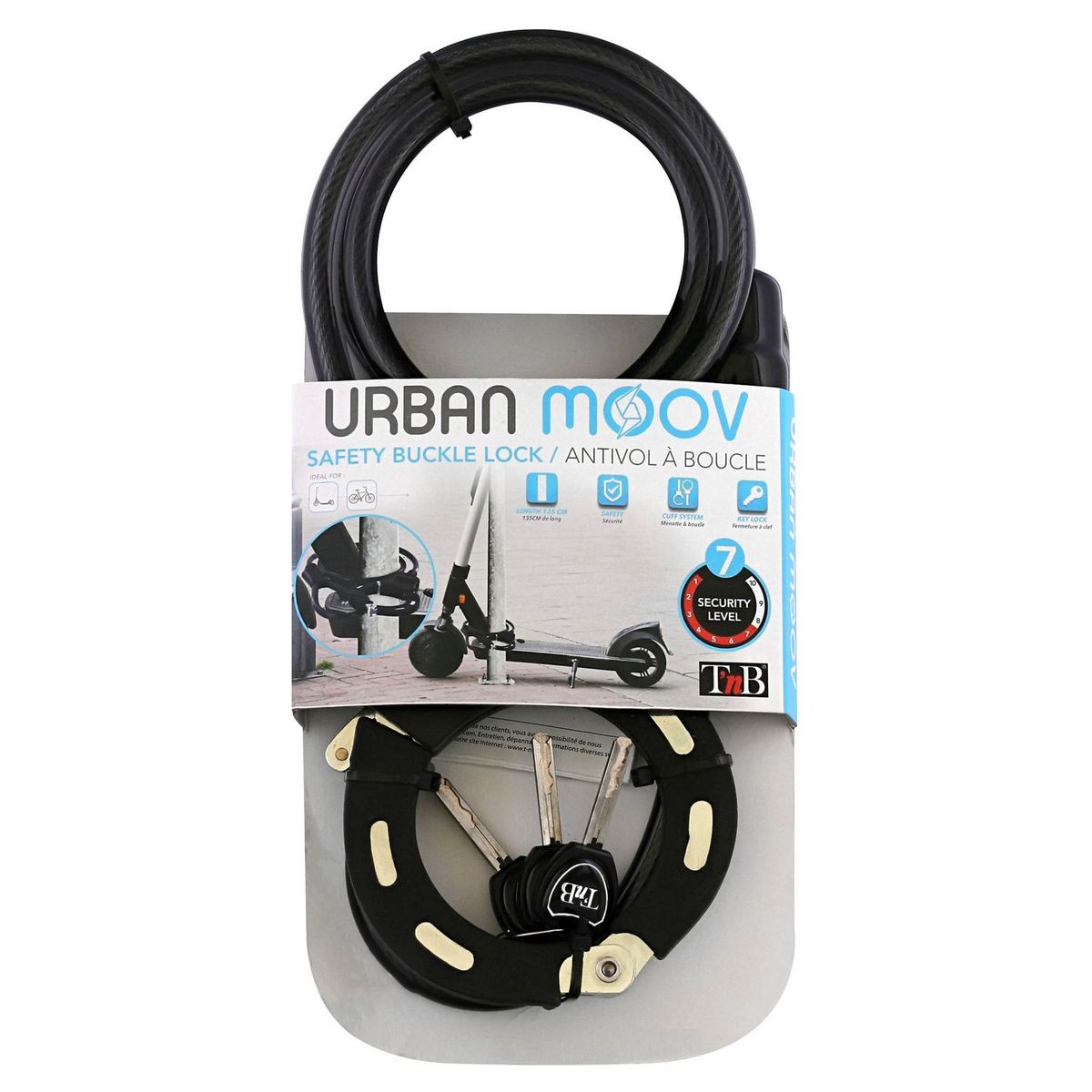 URBAN MOOV Antivol à menotte et boucle pour vélos et trottinettes - Noir 