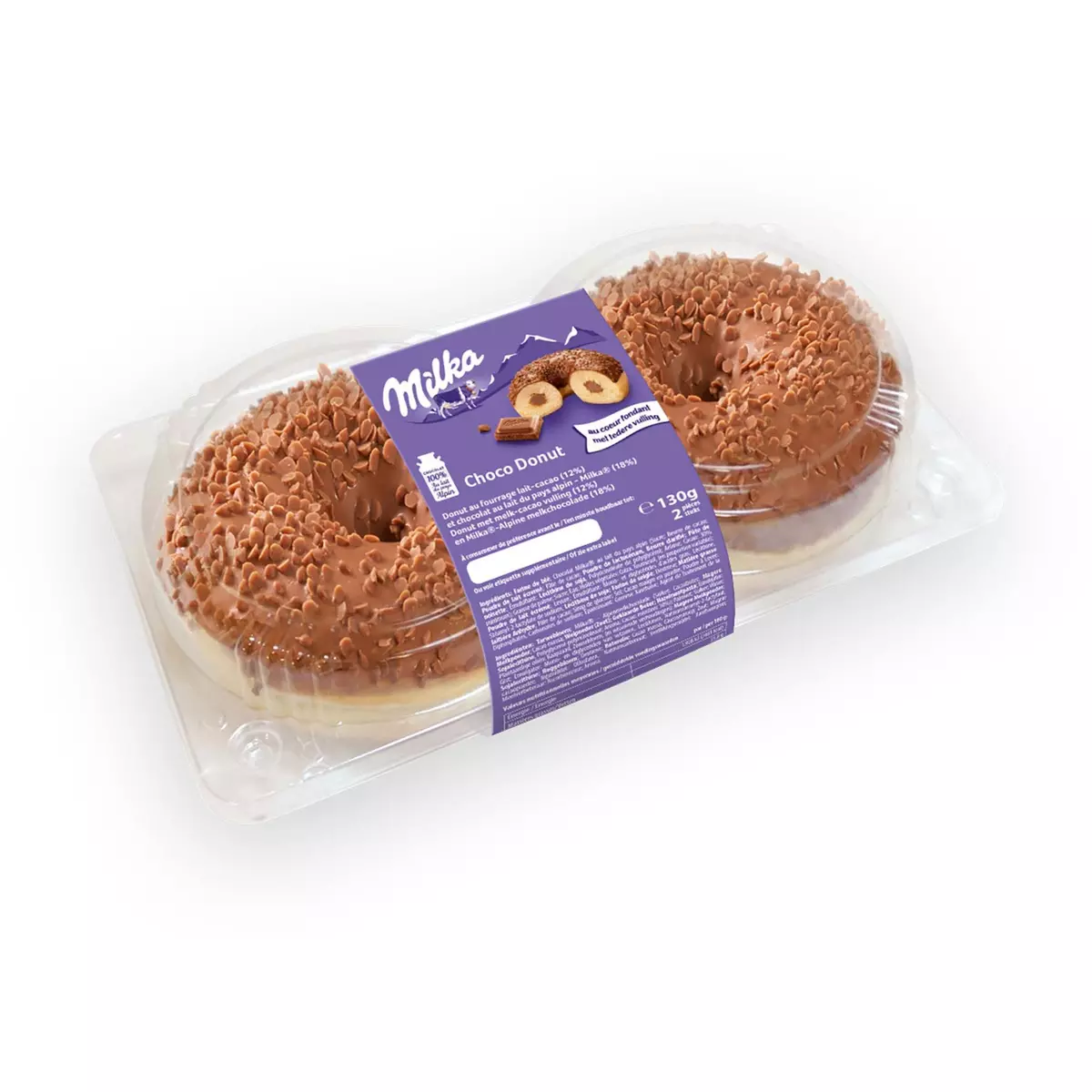 MILKA Donuts fourrés au chocolat 2 pièces 144g