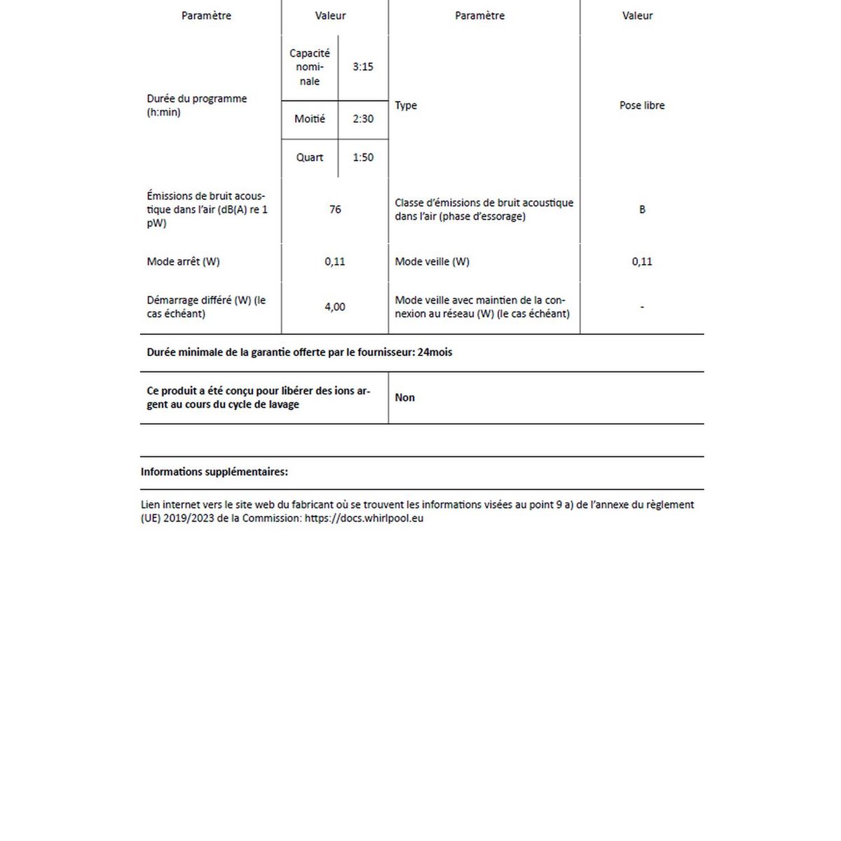 WHIRLPOOL Lave linge top TDLR6235FRN, 6 kg, 1200 T/min