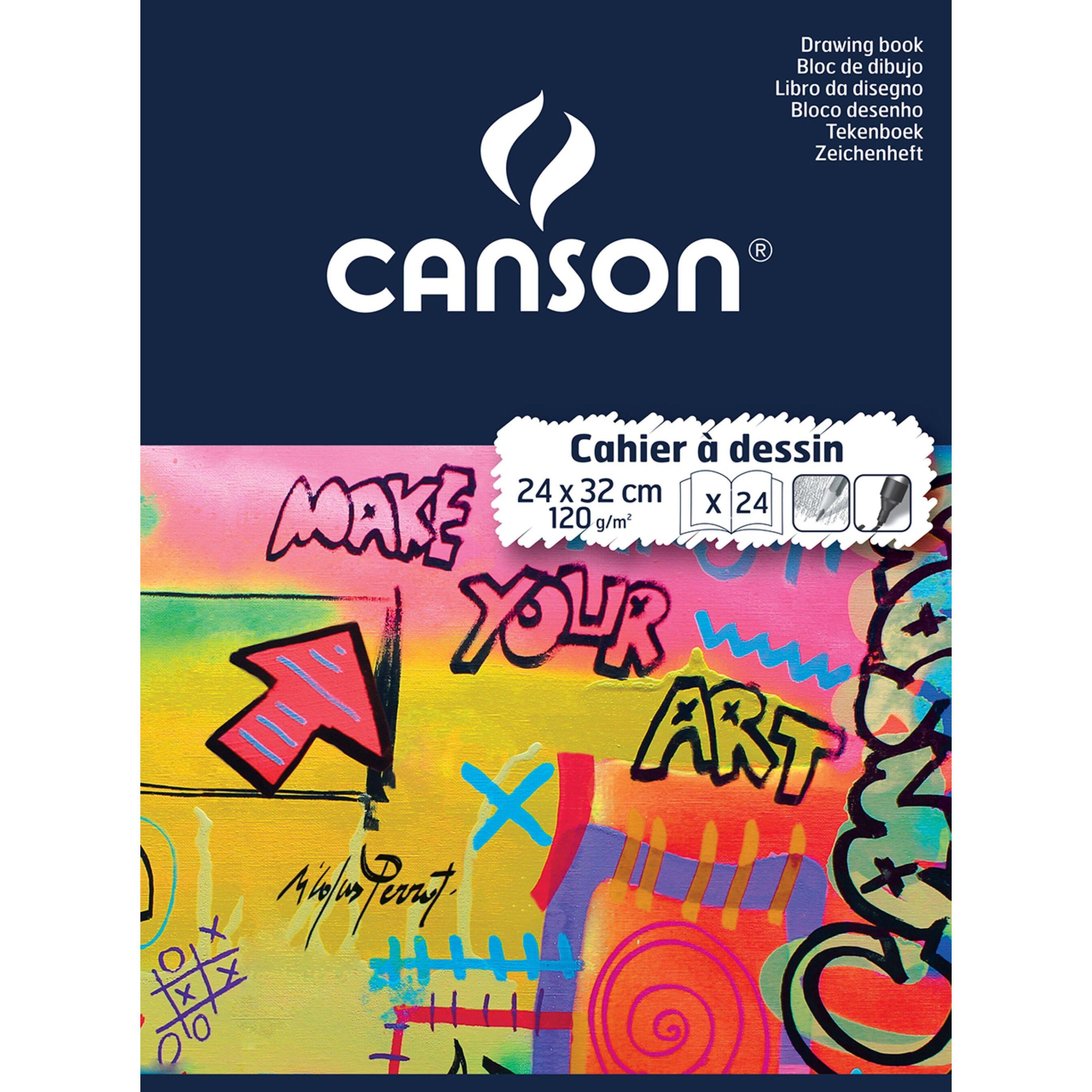 CANSON Cahier Dessin Blanc Uni 120g x24 pages 24x32cm Couverture Carton
