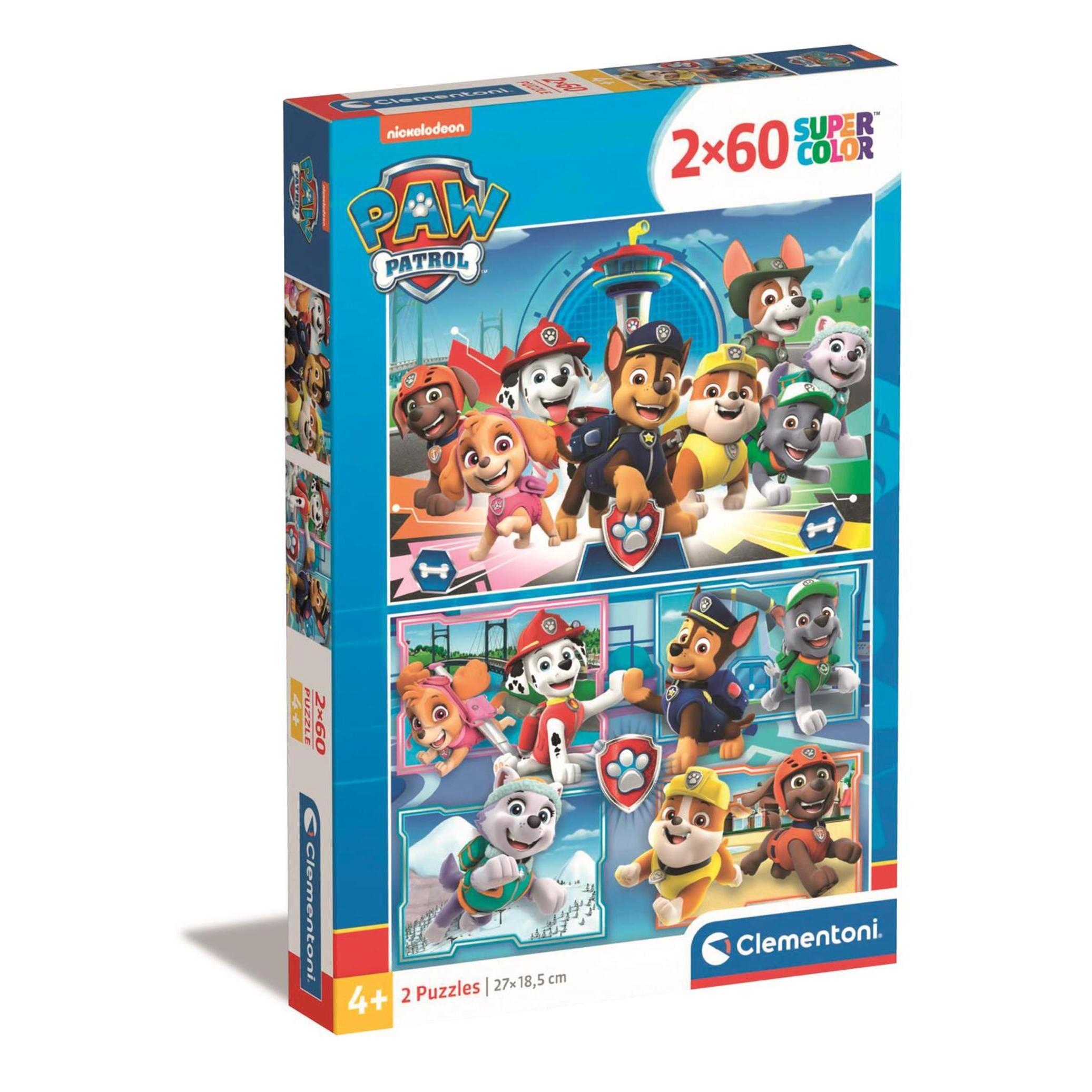 CLEMENTONI Puzzle 2x60 pièces Supercolor Pat Patrouille