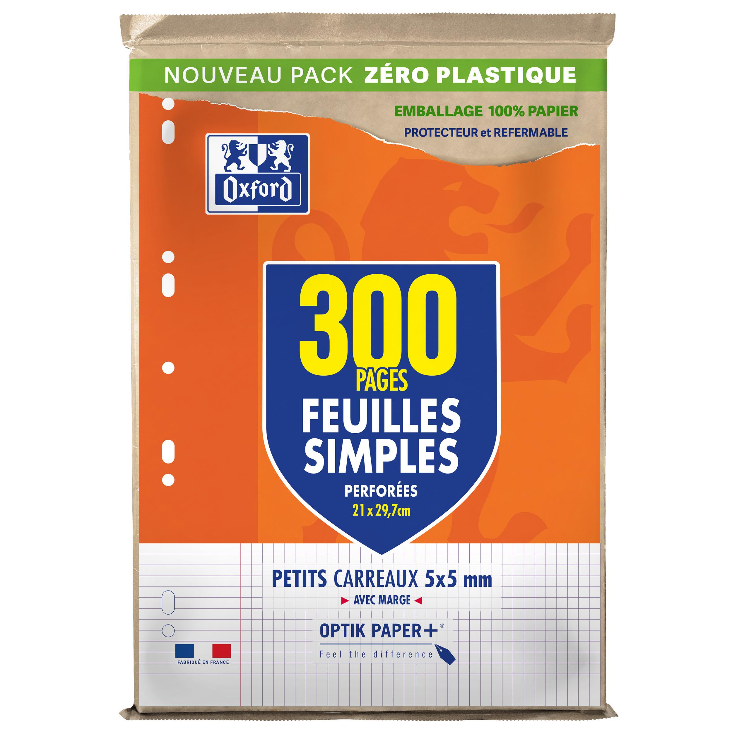 HAMELIN Feuilles simples perforées Oxford 300 pages petits carreaux 5x5 + marges