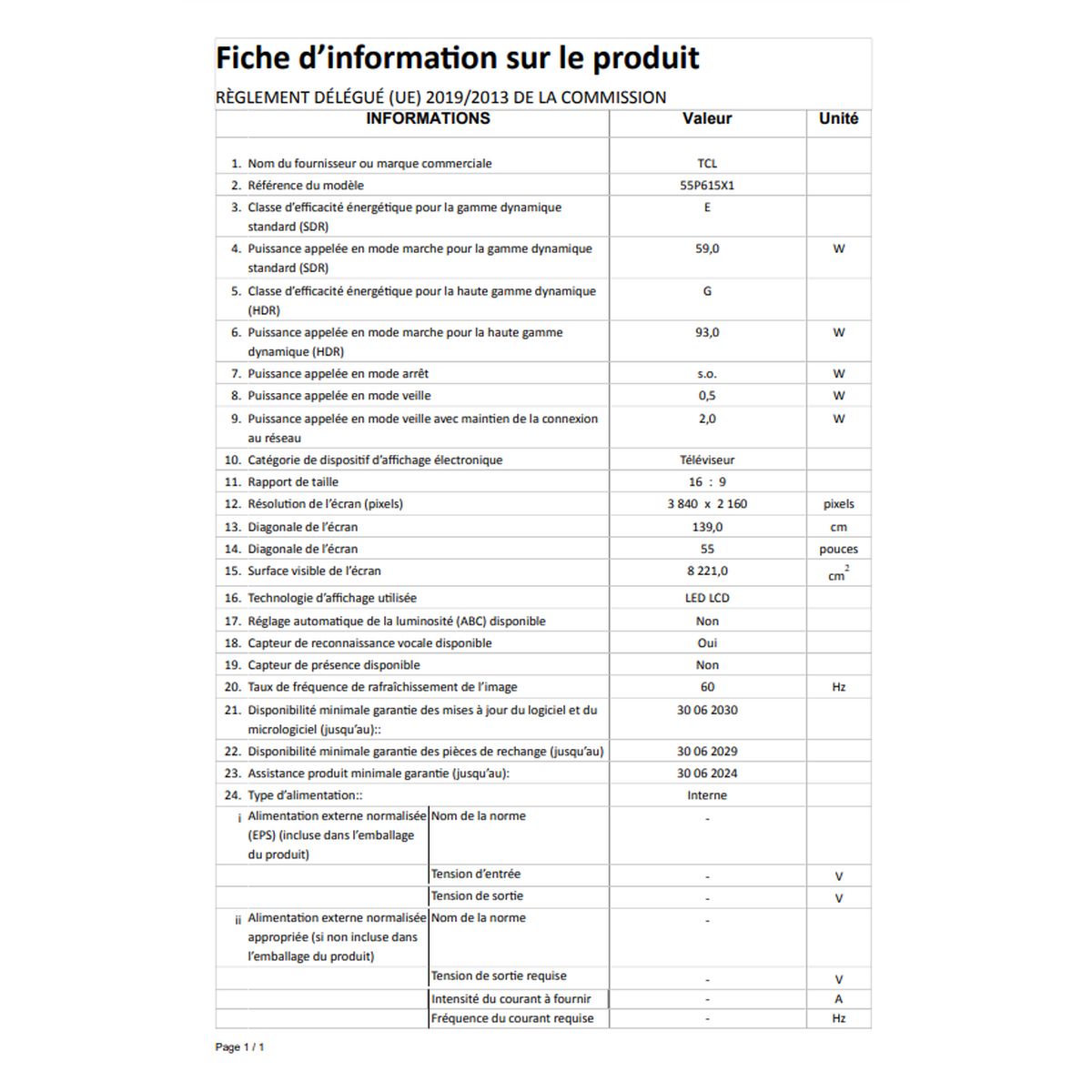 Voir la diapositive 9 : TCL 55P615 TV LED 4K ULTRA HD 139 cm Android TV