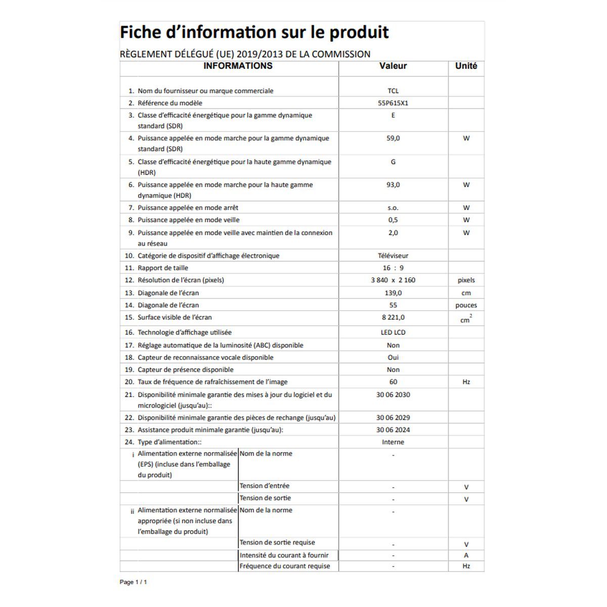 TCL 55P615 TV LED 4K ULTRA HD 139 cm Android TV