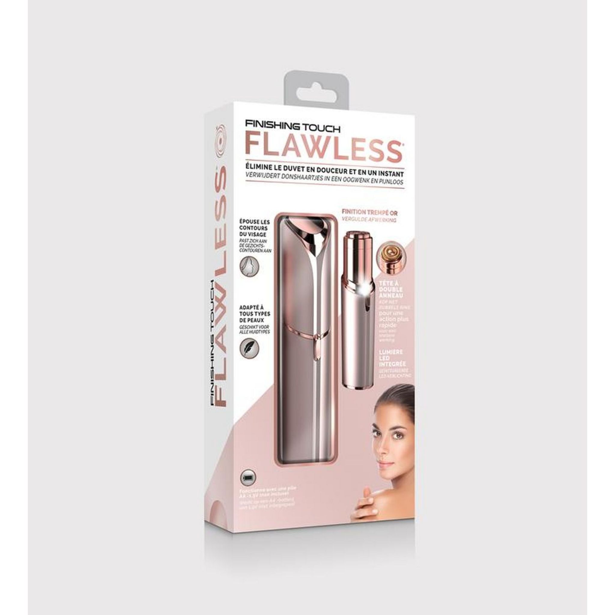 Voir la diapositive 2 : FLAWLESS Kit épilateur visage EPIL01NG - Rose