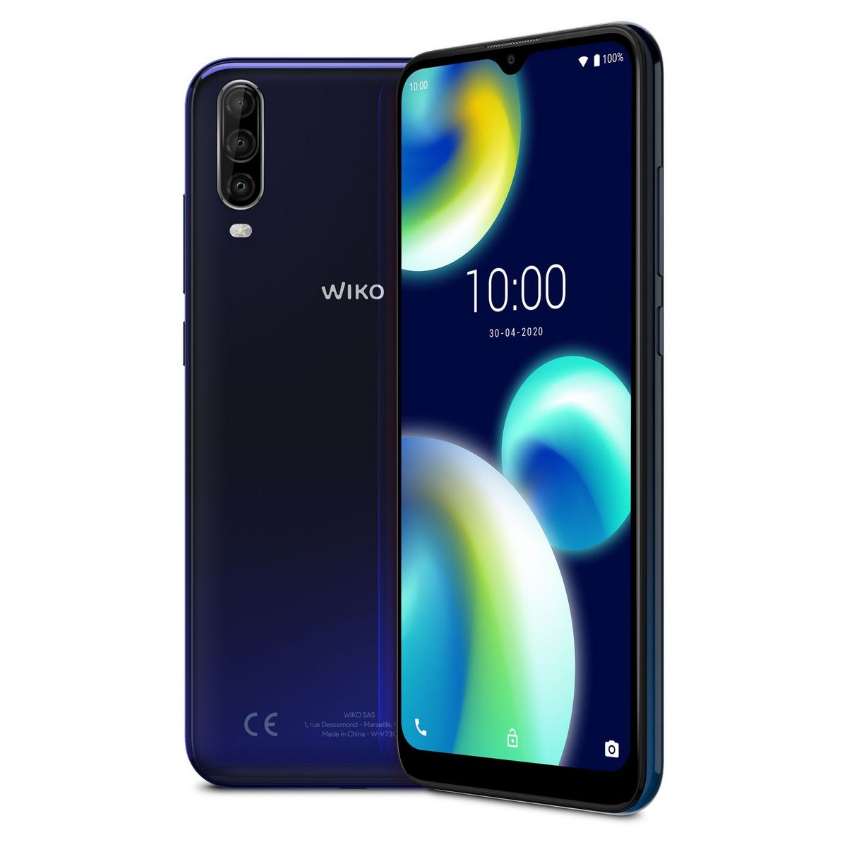 WIKO Smartphone View4 Lite 32 Go 6.52 pouces Bleu 4G + WiBuds Essentials avec boitier de chargement - Blanc