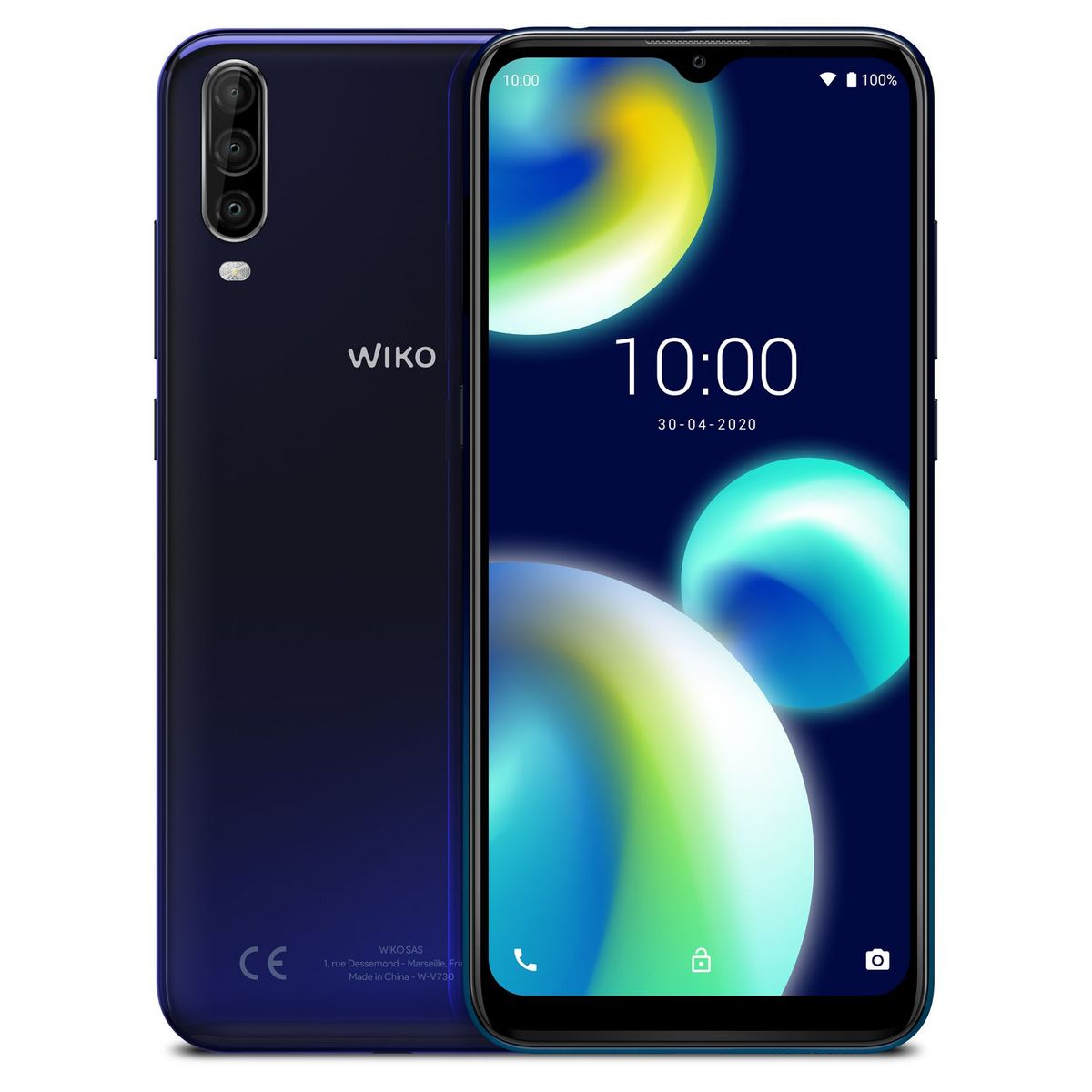 WIKO Smartphone View4 Lite 32 Go 6.52 pouces Bleu 4G + WiBuds Essentials avec boitier de chargement - Blanc