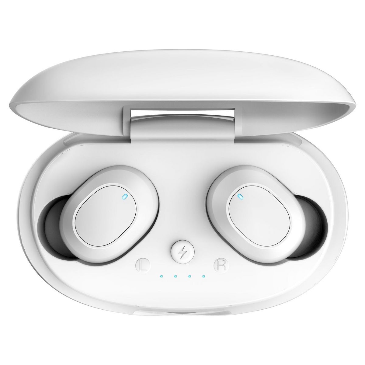 WIKO Smartphone View4 Lite 32 Go 6.52 pouces Bleu 4G + WiBuds Essentials avec boitier de chargement - Blanc