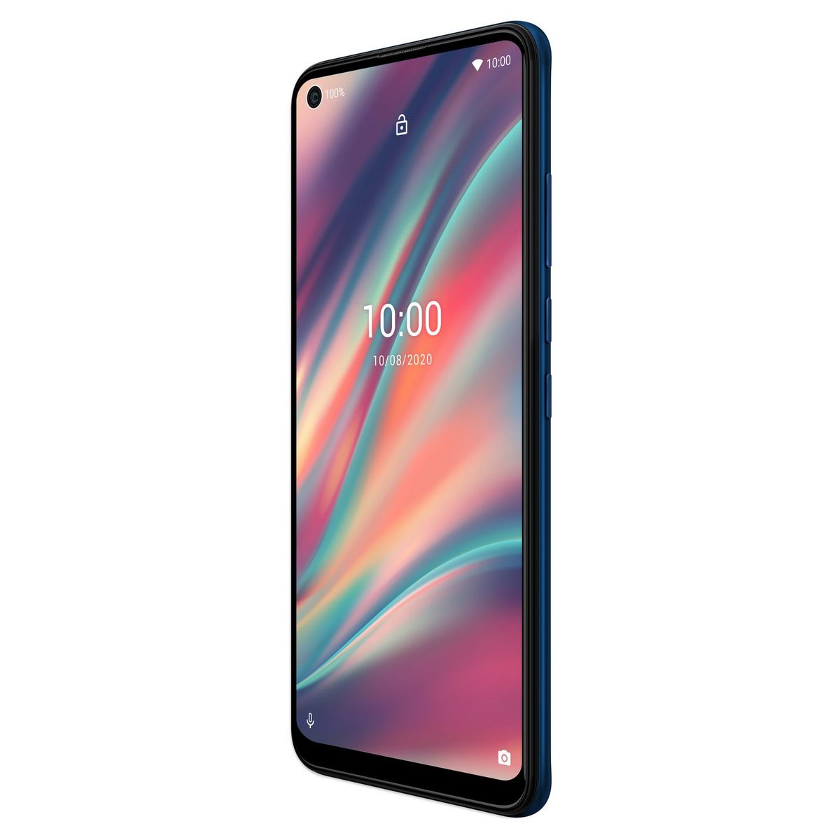 WIKO Smartphone View5 64 Go Bleu 4G + WiBuds Essentials avec boitier de chargement - Blanc