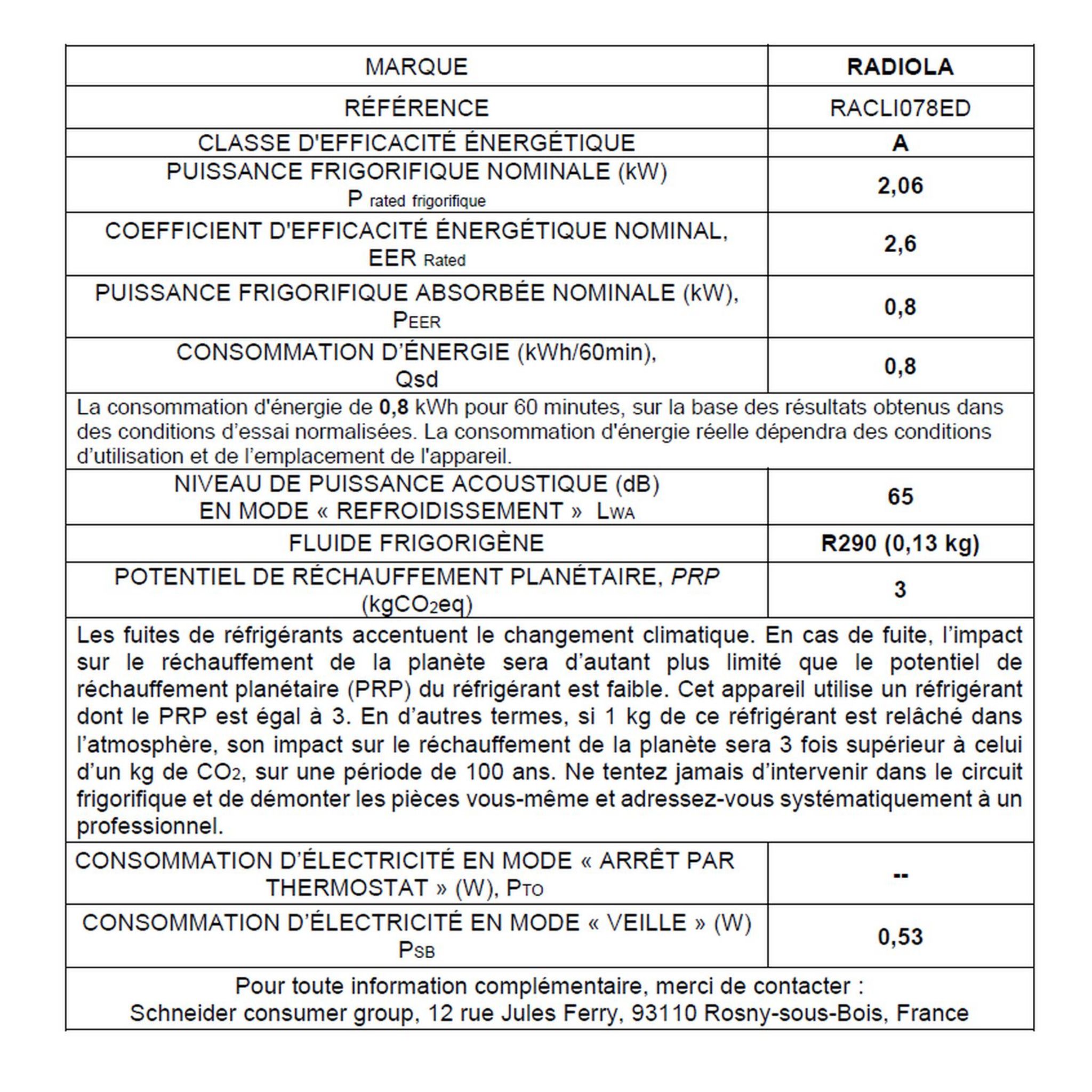 Voir la diapositive 3 : RADIOLA Climatiseur mobile RACLI078ED - Blanc