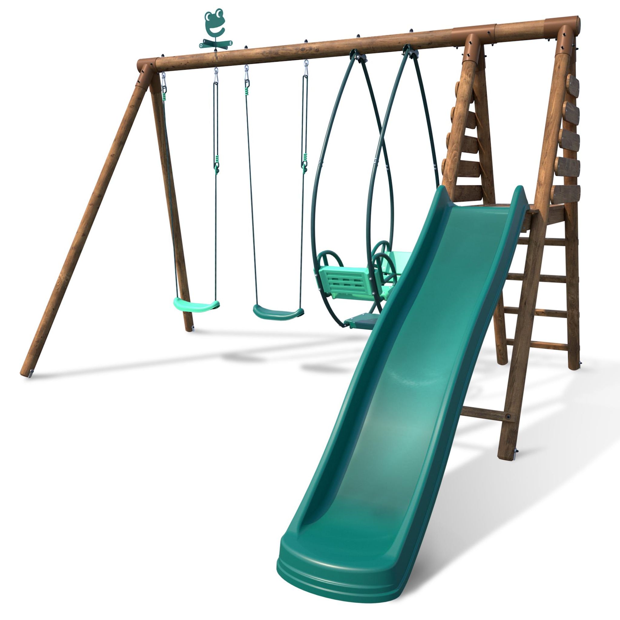 Voir la diapositive 2 : SOULET Portique balançoire avec toboggan - Bois - H2,20m - NARCISSE