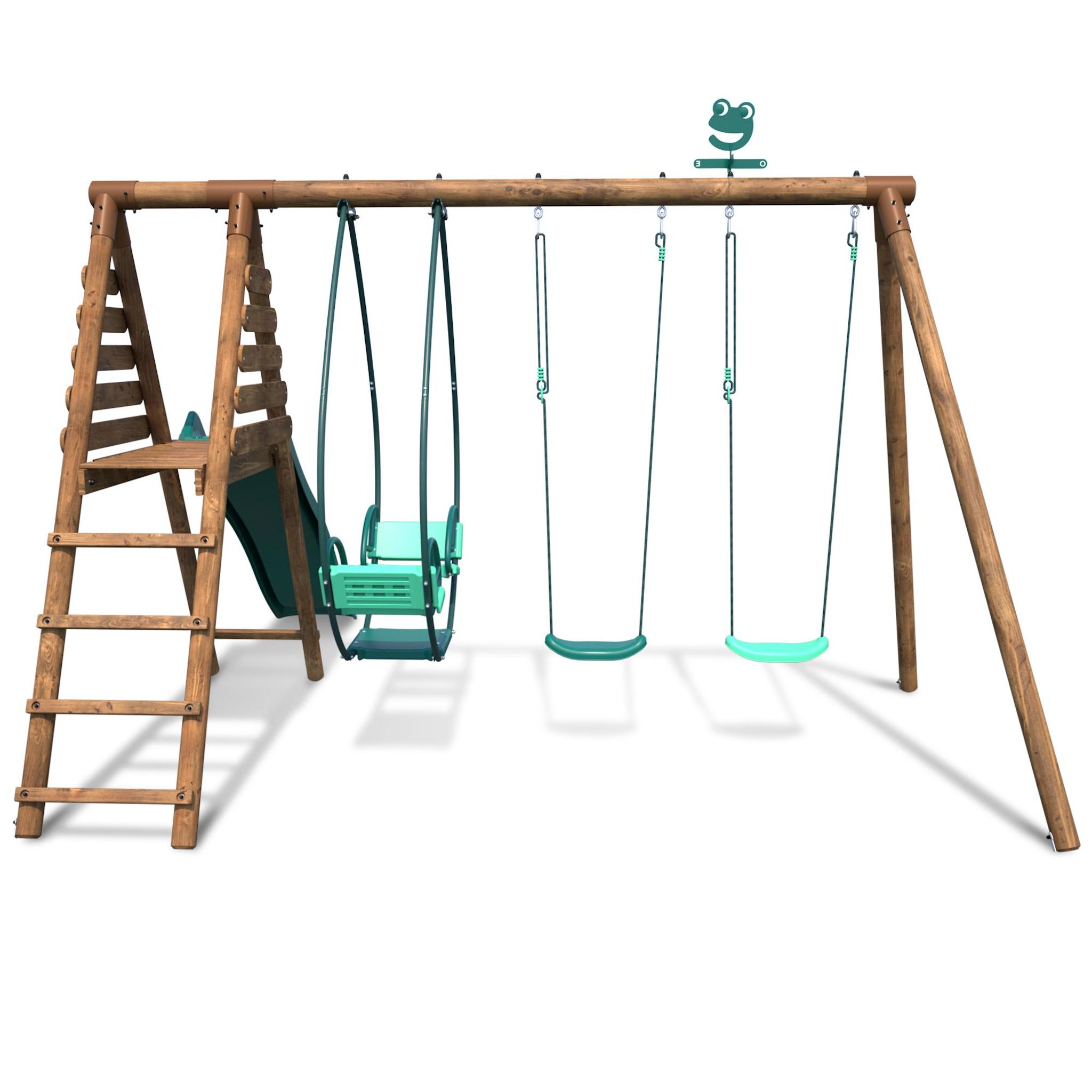 Voir la diapositive 3 : SOULET Portique balançoire avec toboggan - Bois - H2,20m - NARCISSE