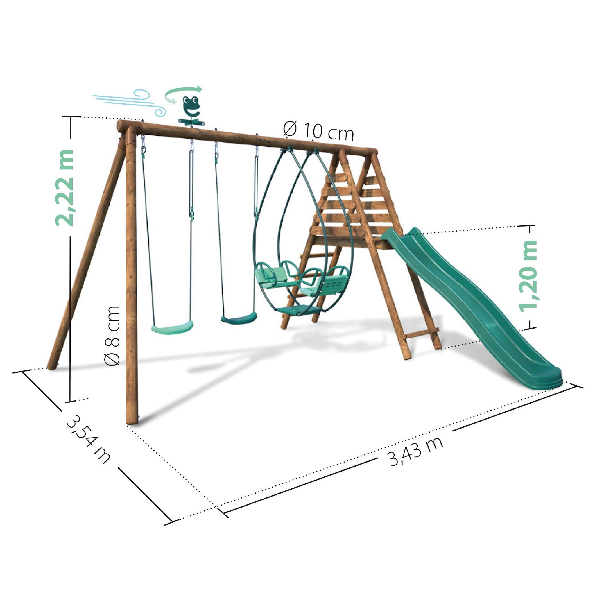 Voir la diapositive 5 : SOULET Portique balançoire avec toboggan - Bois - H2,20m - NARCISSE