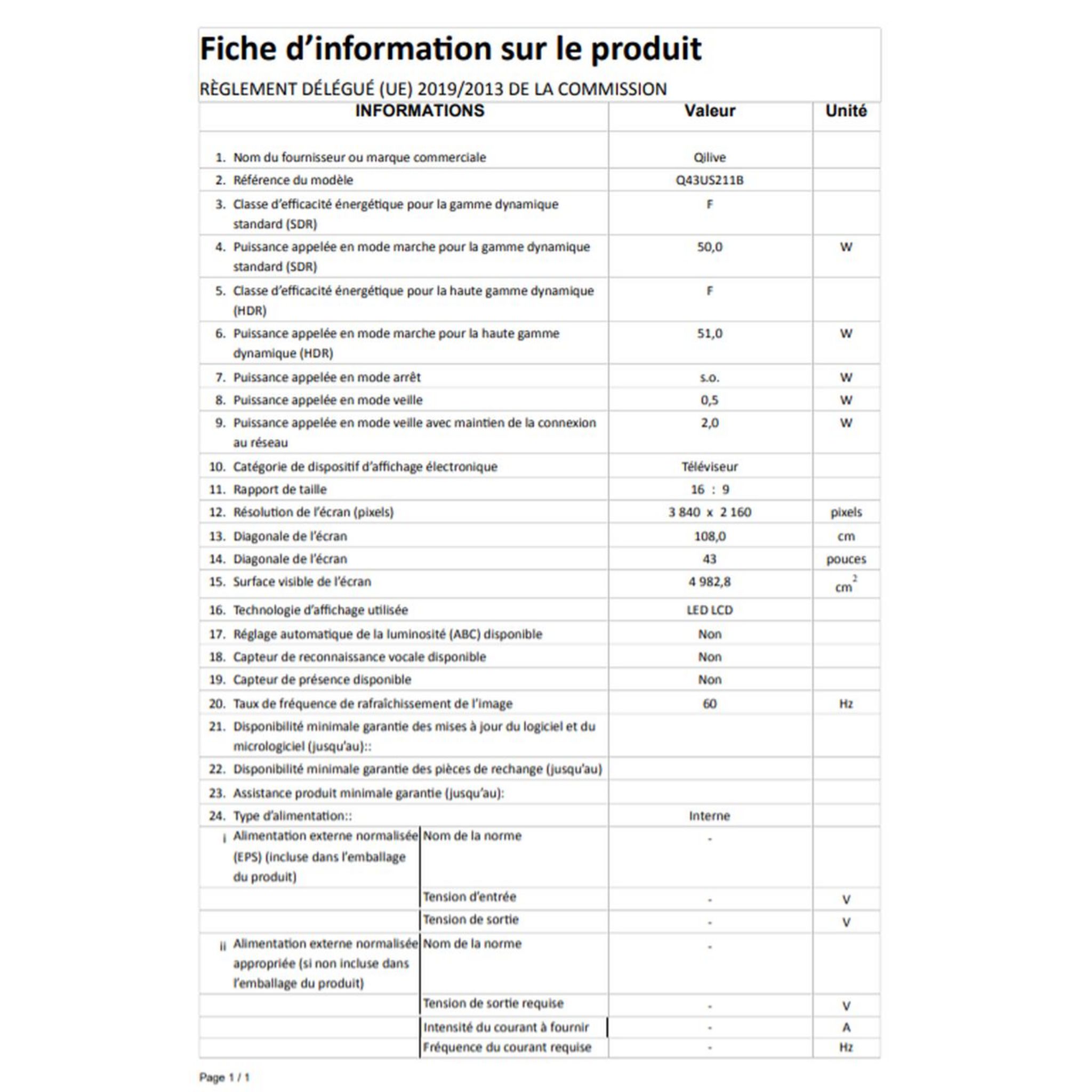 Voir la diapositive 5 : QILIVE TV DLED ULTRA HD Q43US211B  - 108 cm Smart TV 