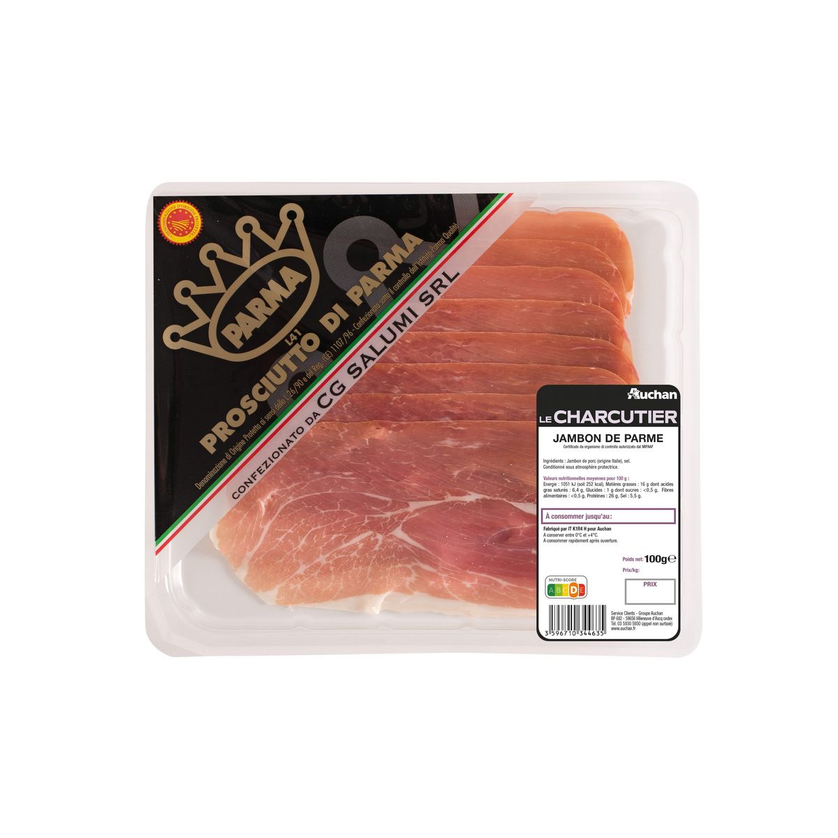 AUCHAN Jambon de Parme 100gr