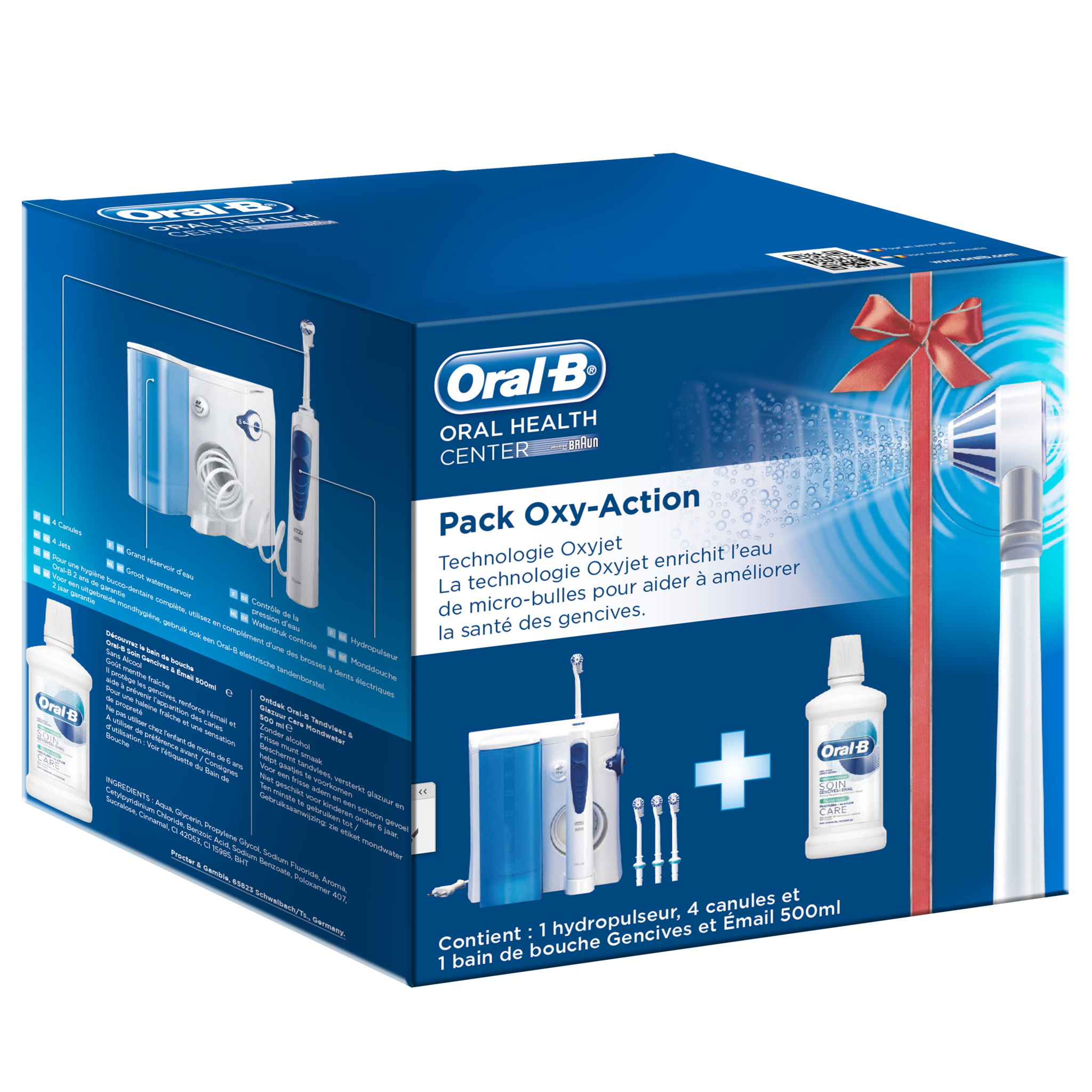 Voir la diapositive 1 : Oral-B Oxyjet Hydropulseur , 4&nbsp;Canules Oxyjet, 1 Bain de bouche
