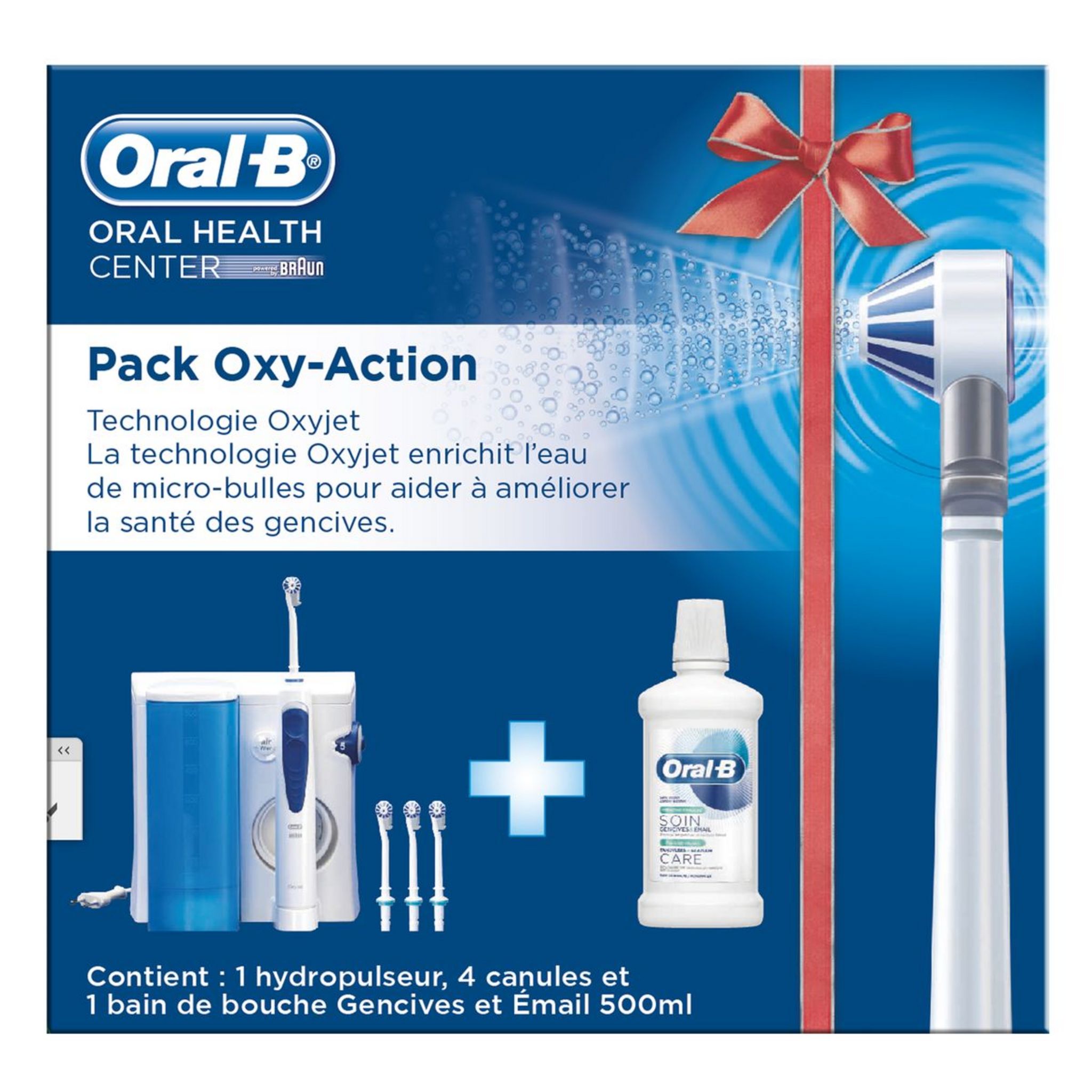 Voir la diapositive 2 : Oral-B Oxyjet Hydropulseur , 4&nbsp;Canules Oxyjet, 1 Bain de bouche