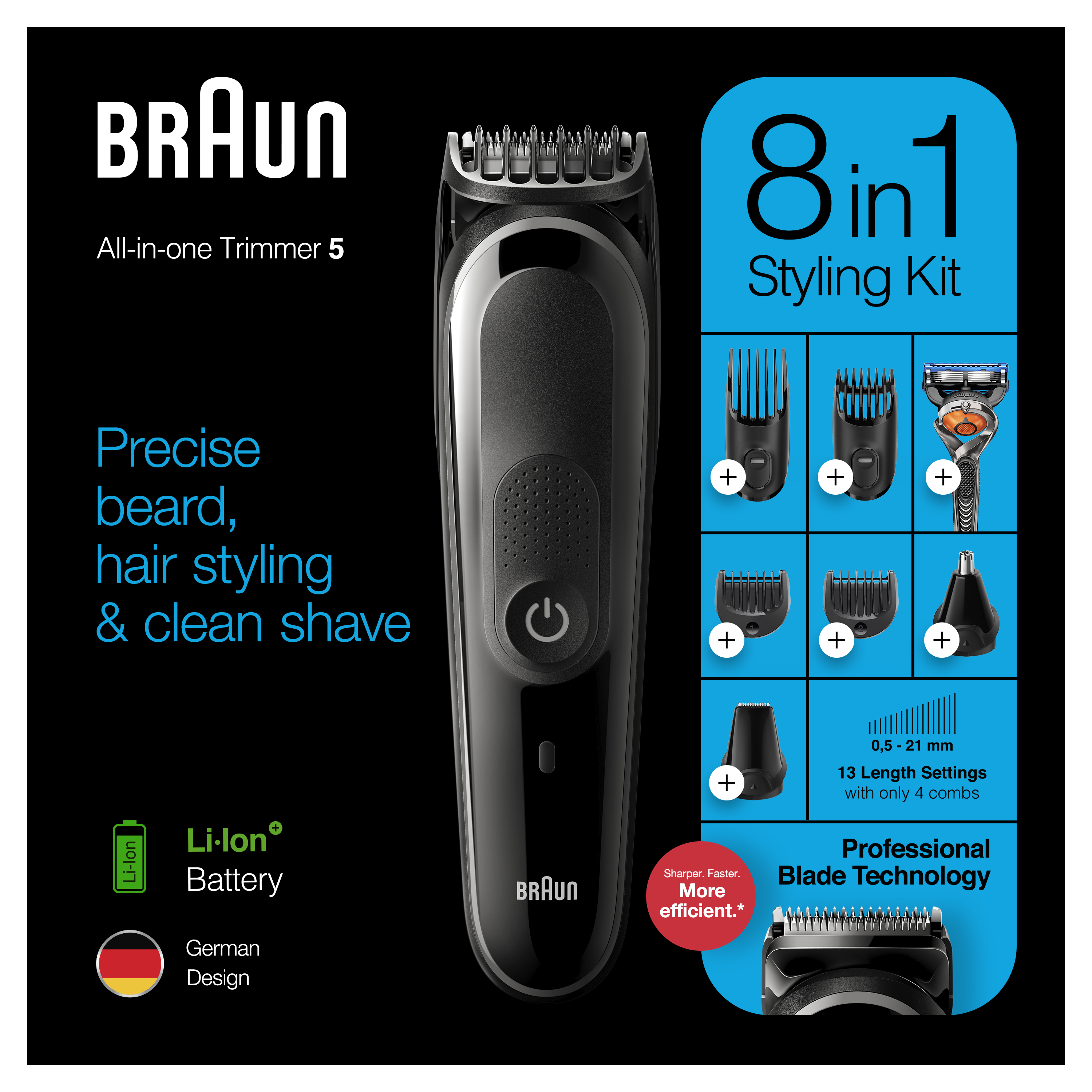 BRAUN Kit tondeuse 8 en 1 MGK5260 - Noir