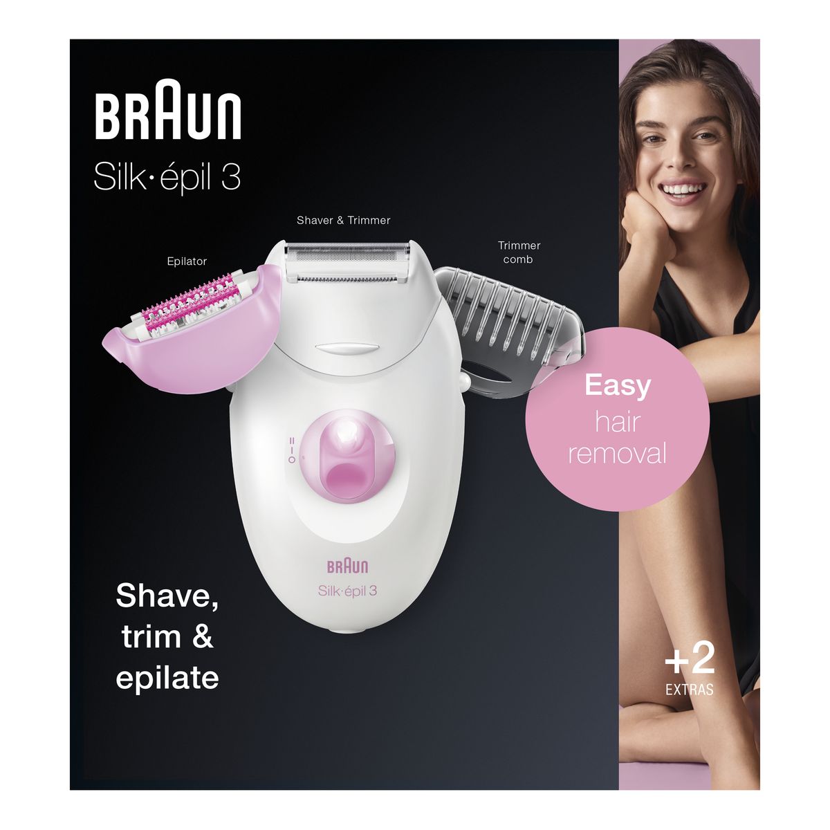Voir la diapositive 2 : BRAUN Épilateur électrique SE3 3270 - Blanc