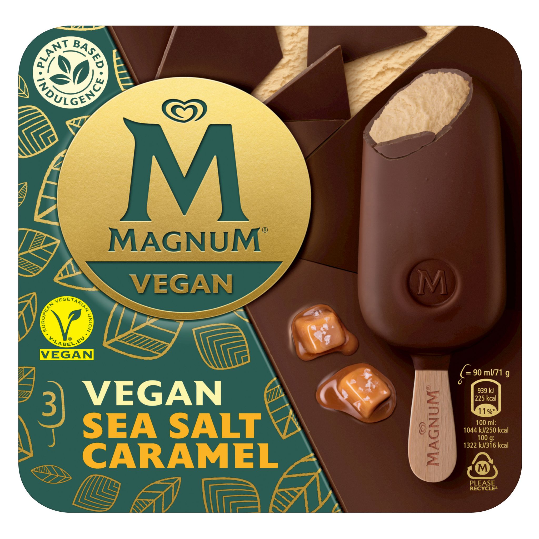 Voir la diapositive 2 : MAGNUM Bâtonnet glacé vegan caramel beurre salé 3 pièces 213g