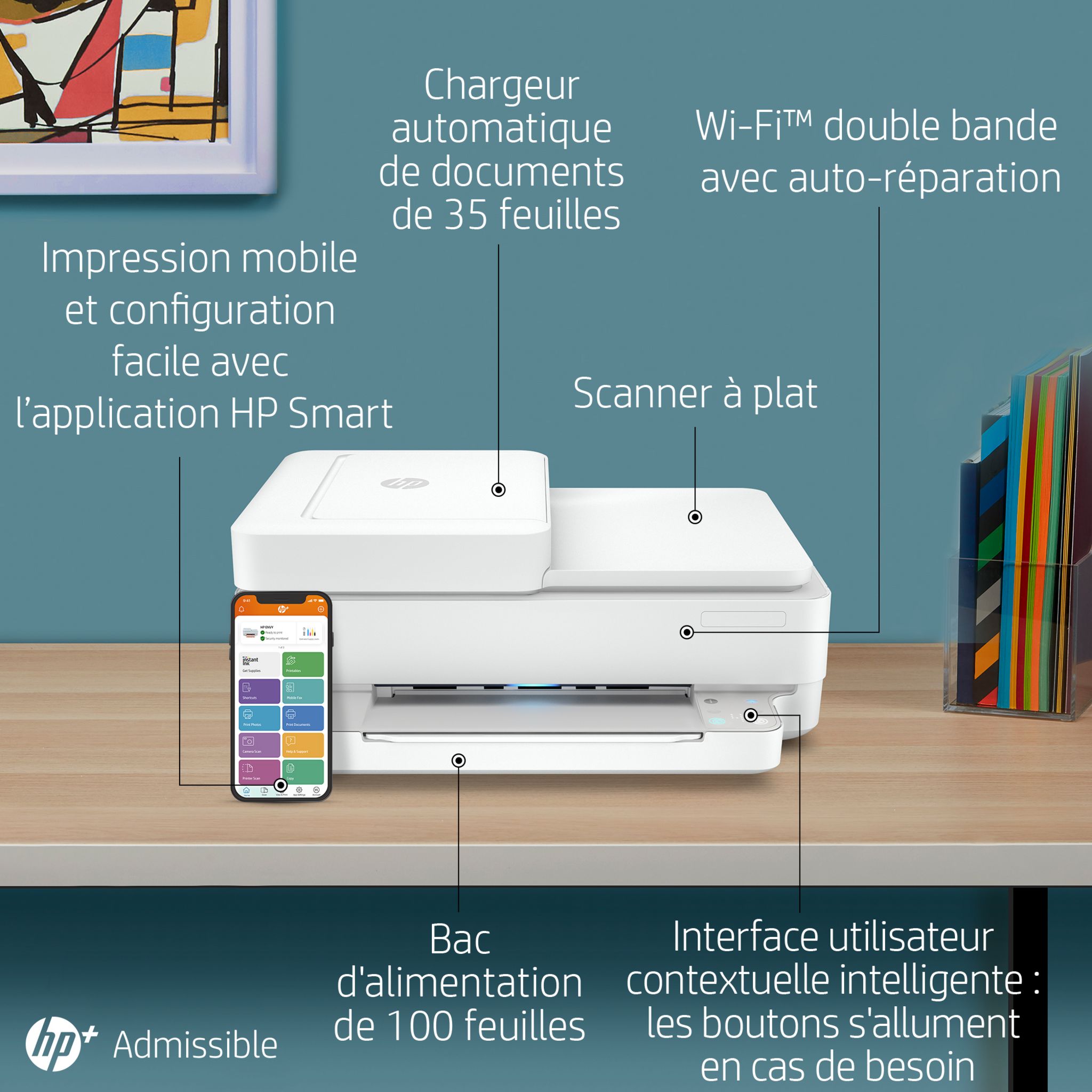 Voir la diapositive 2 : HP Imprimante multifonction Envy 6430E - Compatible Instant Ink