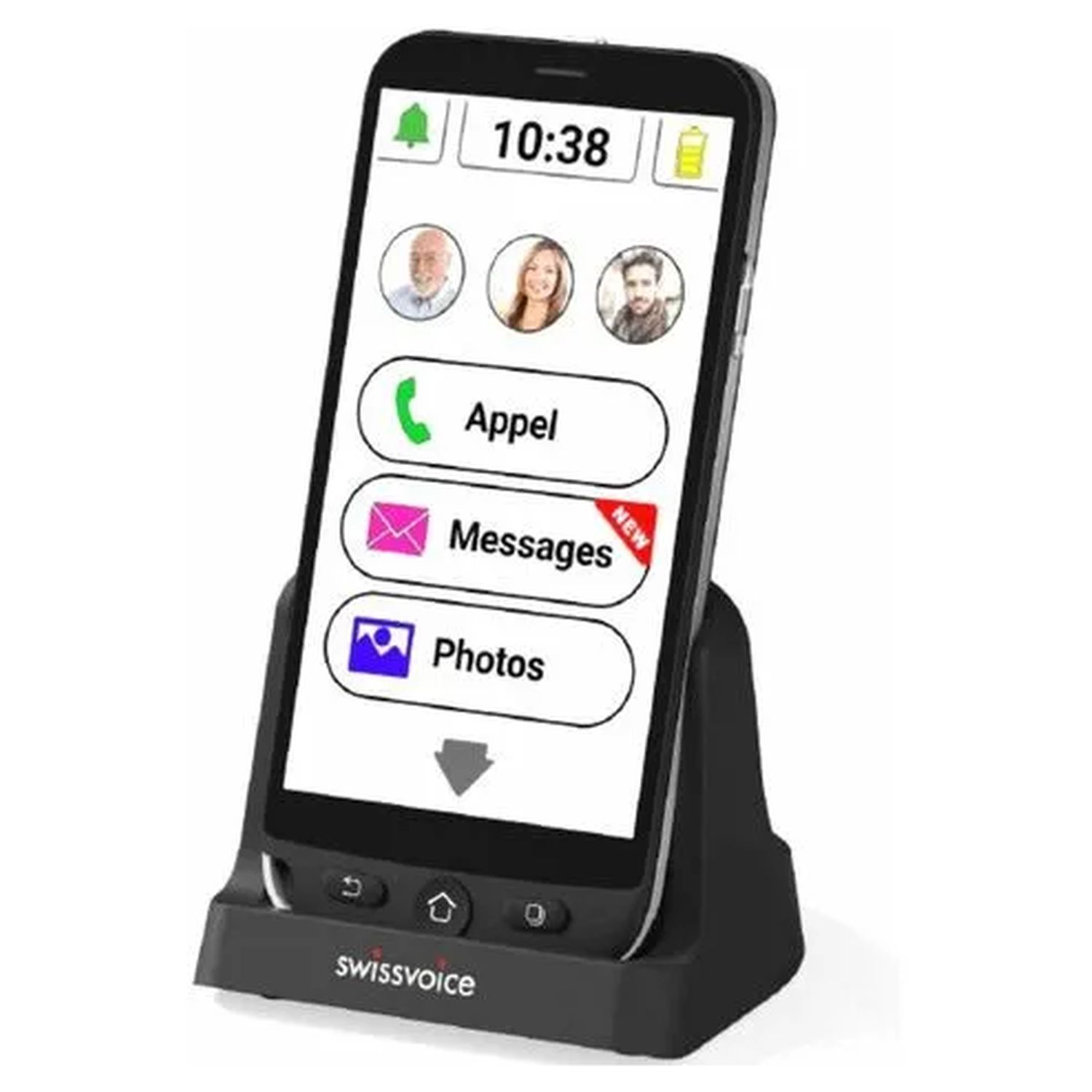Voir la diapositive 2 : SWISSVOICE Smartphone G50 pour seniors 16 Go  5 pouces Noir