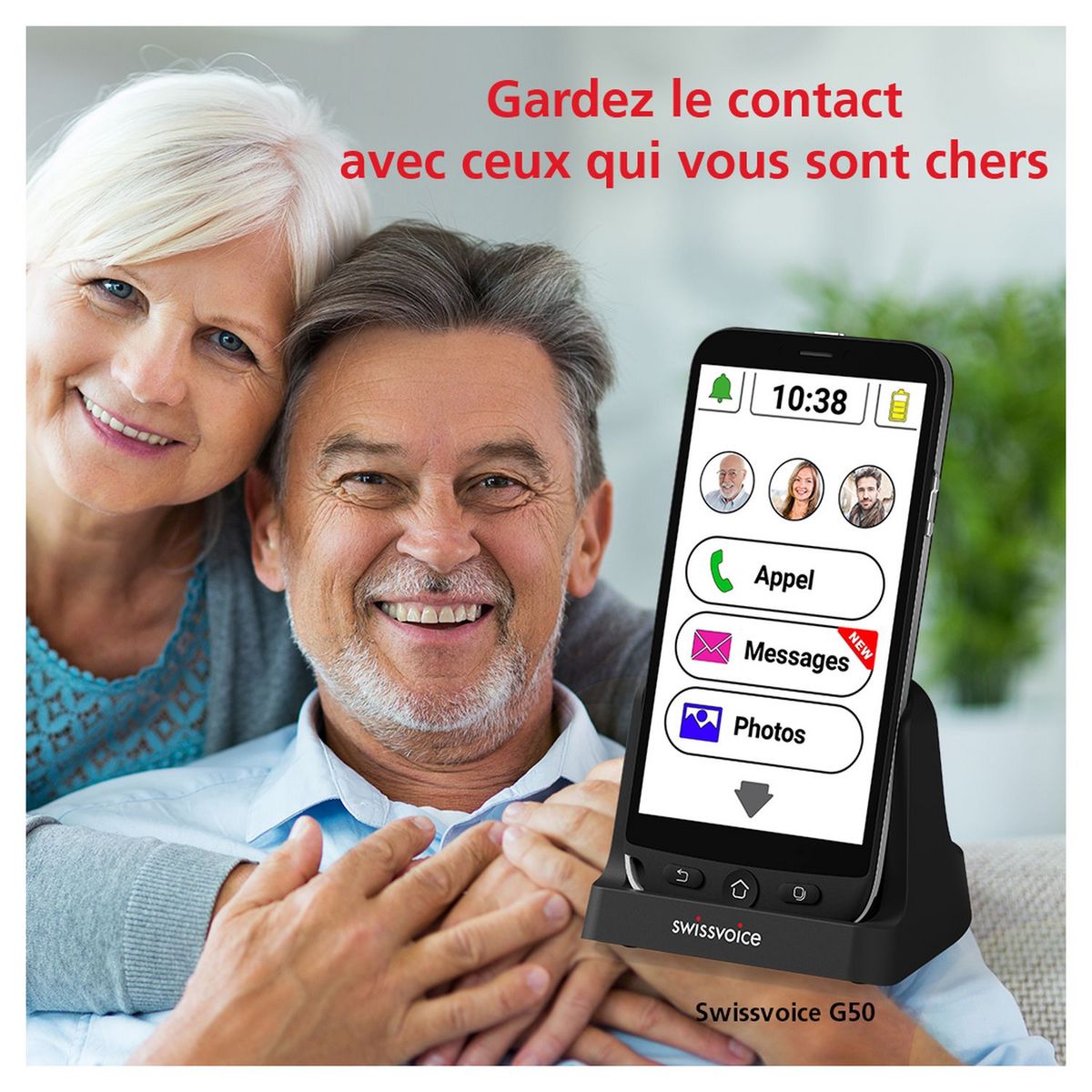 SWISSVOICE Smartphone G50 pour seniors 16 Go  5 pouces Noir