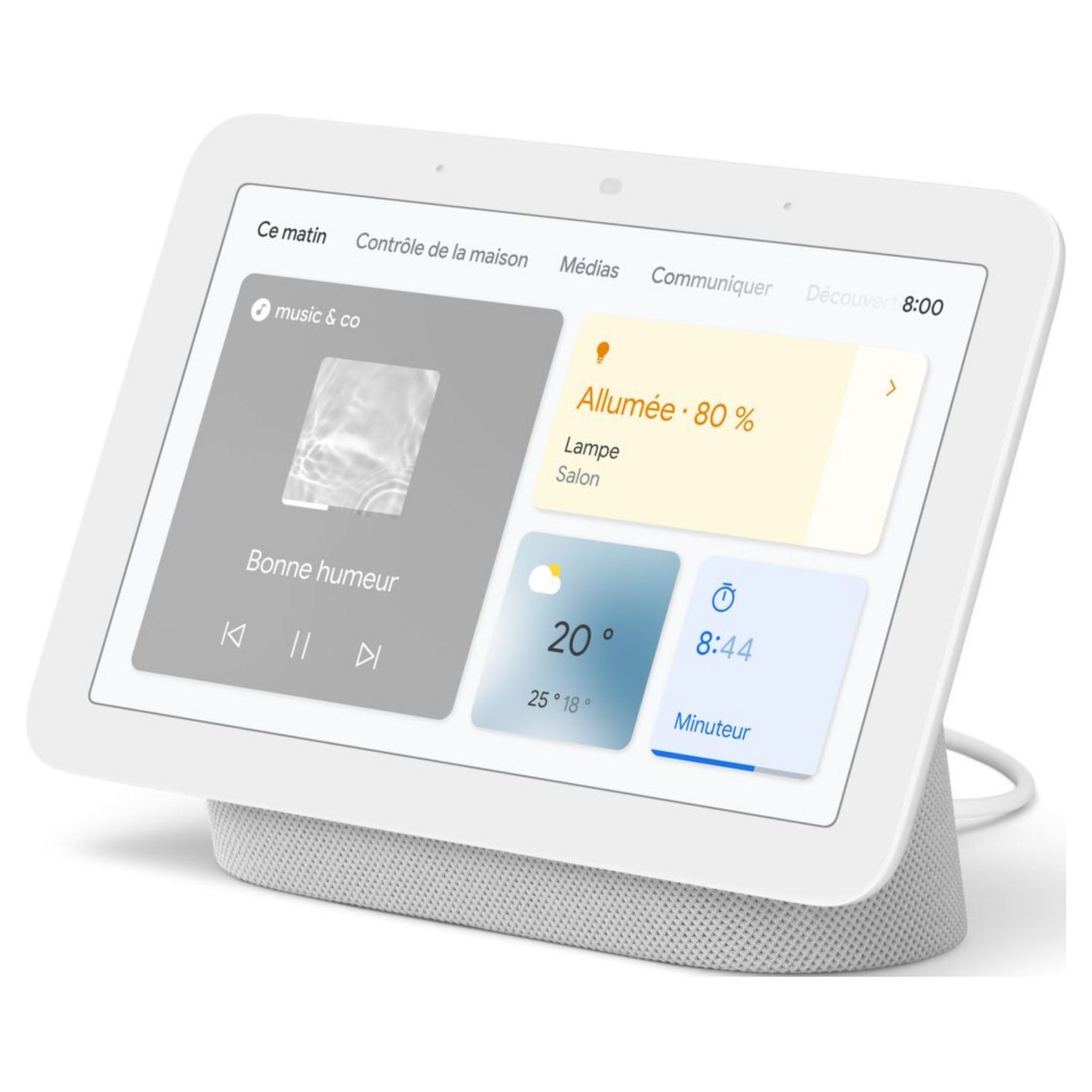 Voir la diapositive 2 : GOOGLE Assistant vocal Nest Hub 2e génération avec écran connecté - Galet - Gris clair